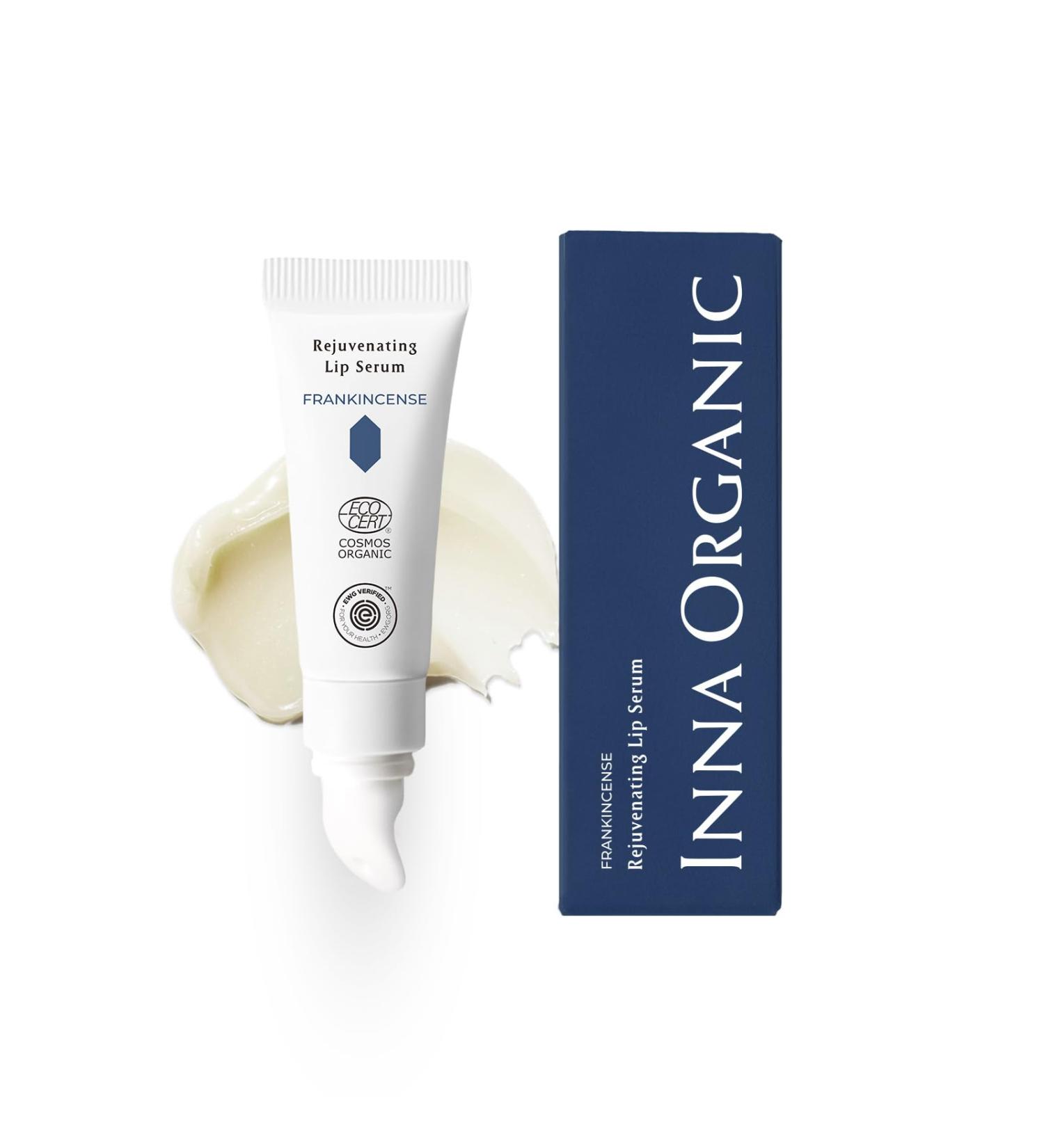 INNA Organic Lip Balm Moisturizing Fine Line Care & 100% Vegan Lip Serum EWG & COSMOS Certified | Frankincense Essential Oils Infused Skin Care | Luxury Clean Beauty - Buy Online on GoSupps.com