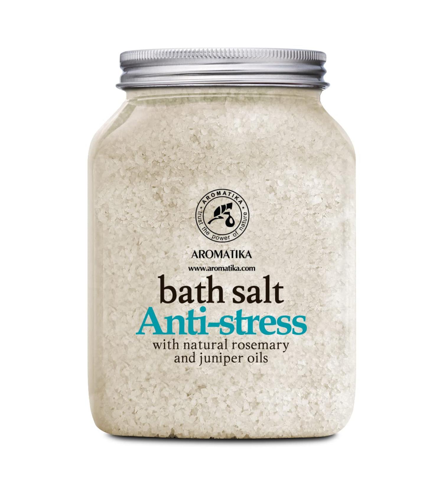 Buy Anti-Stress Bathing Salt 1300g | Sea Salt with Rosemary & Juniper Oil | Relax & Improve Sleep | Wellness Body Care Additive - Buy Online on GoSupps.com