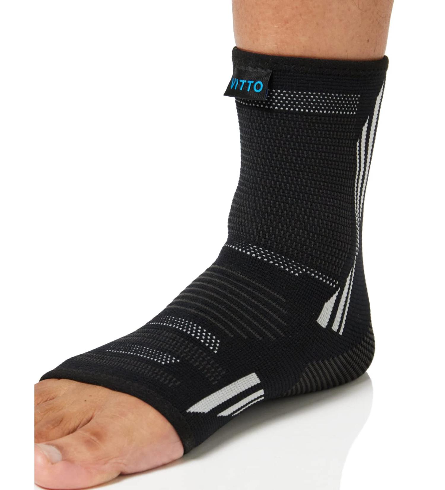 VITTO Ankle Support for Ligament Damage - Non-Slip Ankle Brace for Sprains, Weak Ankles, Achilles Tendonitis - XL Black + Grey | Women & Men - Buy Online on GoSupps.com