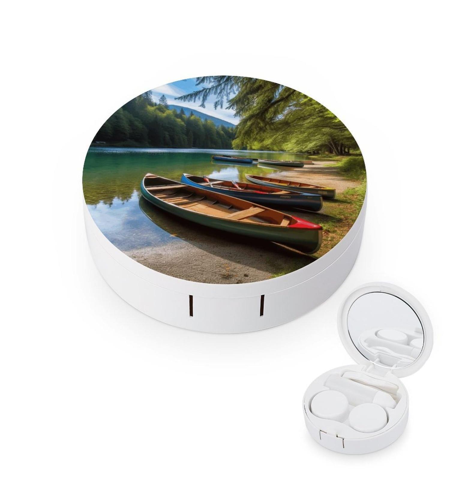 Buy Lake with Boats Canoes Park Print Contact Lens Case Travel Friendly Durable Care Box for Lenses Shop Internationally - Buy Online on GoSupps.com