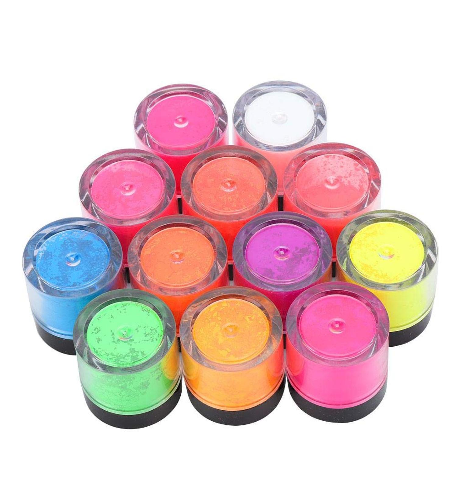 Fluorescent Powder Set - 12 Colors Glow in the Dark Nail Art & Party Decoration | DIY Phosphorus Manicure Accessories for Halloween - Buy Online on GoSupps.com