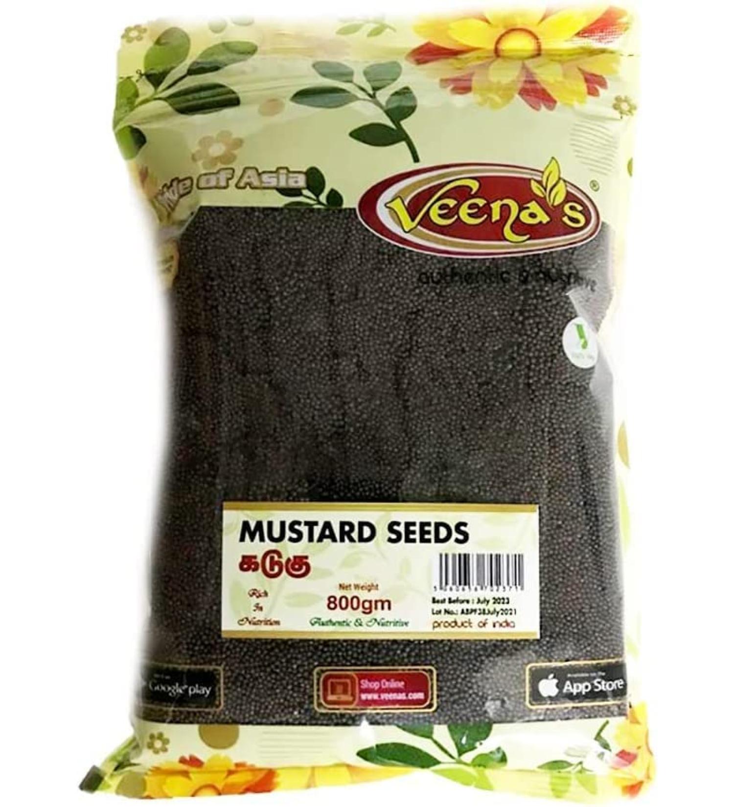 Veenas Mustard Seeds | 800G | Natural | Whole Mustard | Black mustard seeds for cooking | Mustard seed | Indian Origin - Buy Online on GoSupps.com