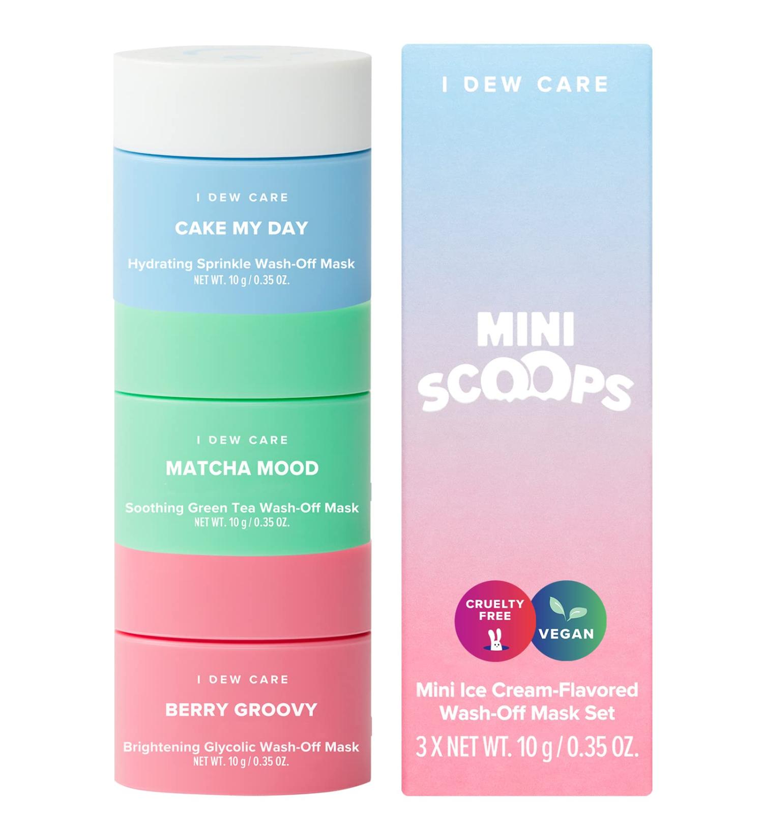 I DEW CARE Mini Scoops: Hyaluronic Acid Face Mask Trio - Self Care Gifts for Women | Vegan & Cruelty-Free | Paraben-Free (3 flavors) - Buy Online on GoSupps.com