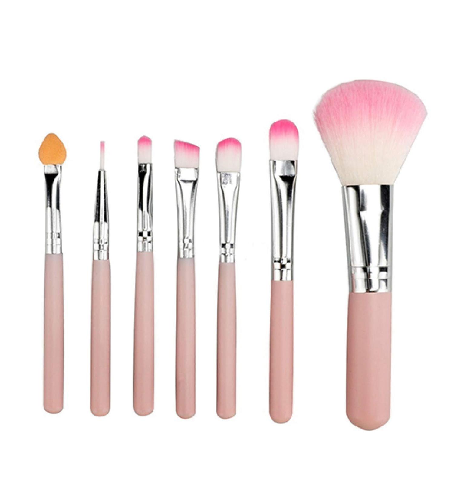 GAweb 7Pcs Pro Pink Makeup Brushes Set for Face, Lip, Eye Shadow, Eyeliner - Beauty Cosmetic Tool Kit - Buy Online on GoSupps.com