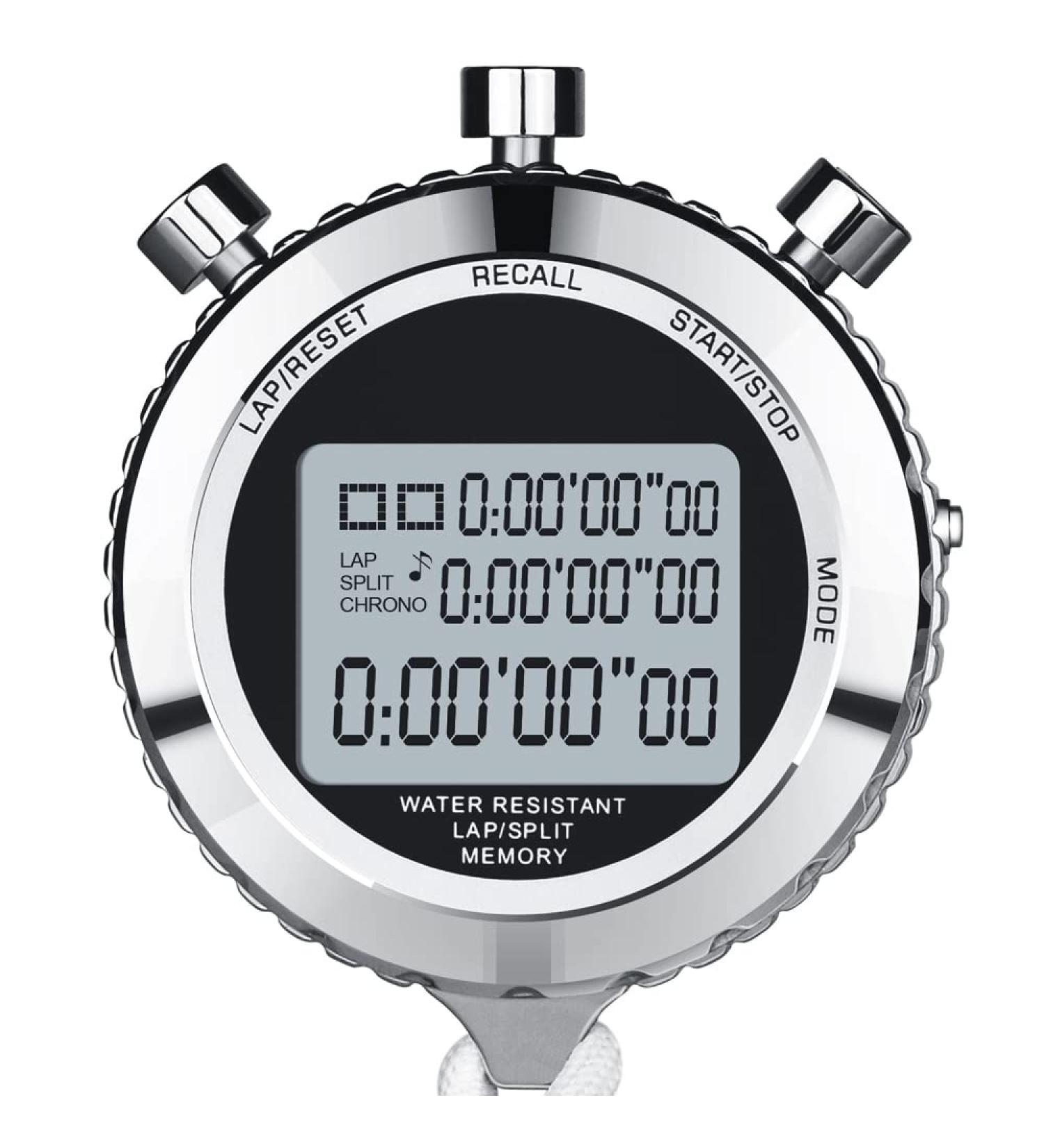 Tvorvik Silent Metal Stopwatch with Countdown Timer - 100 Lap Memory, Large Display - Ideal for Sports, Coach, Referee, Fitness Testing - Includes Lanyard - Buy Online on GoSupps.com