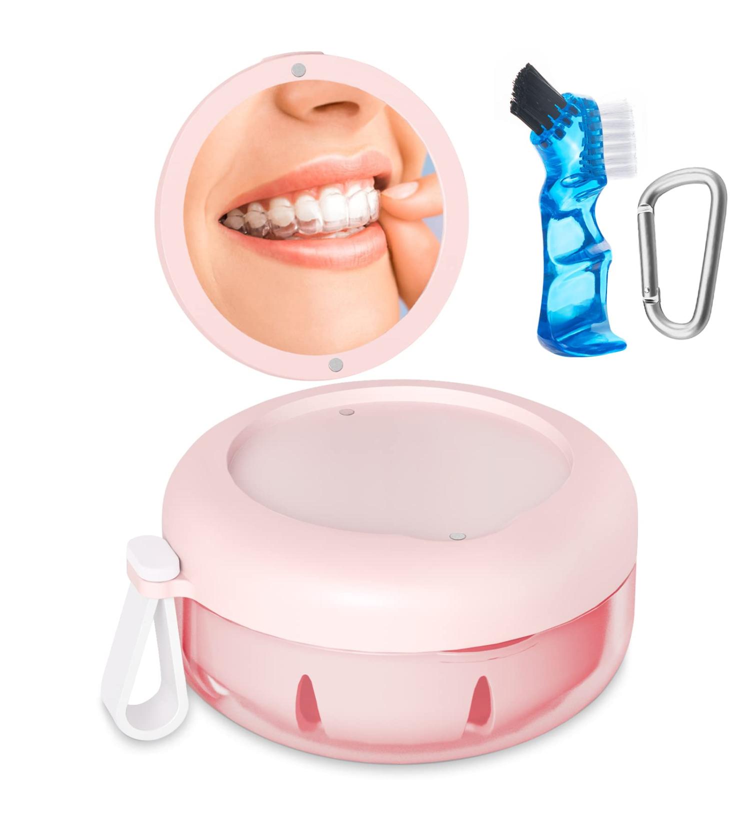 Seancheer Denture Container Set - Prosthetic Box with Cleaning Brush Sink Can Tooth Rail and Mirror for Dentures - International Shipping Available - Buy Online on GoSupps.com