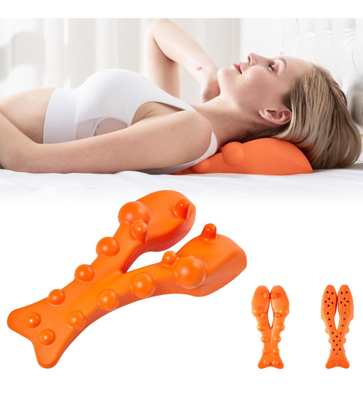 Back Extensor Neck Trapezius Stretcher | Wiyety Orthopedic Massage Pillow for Spinal Correction & Relaxation - Orange - Buy Online on GoSupps.com