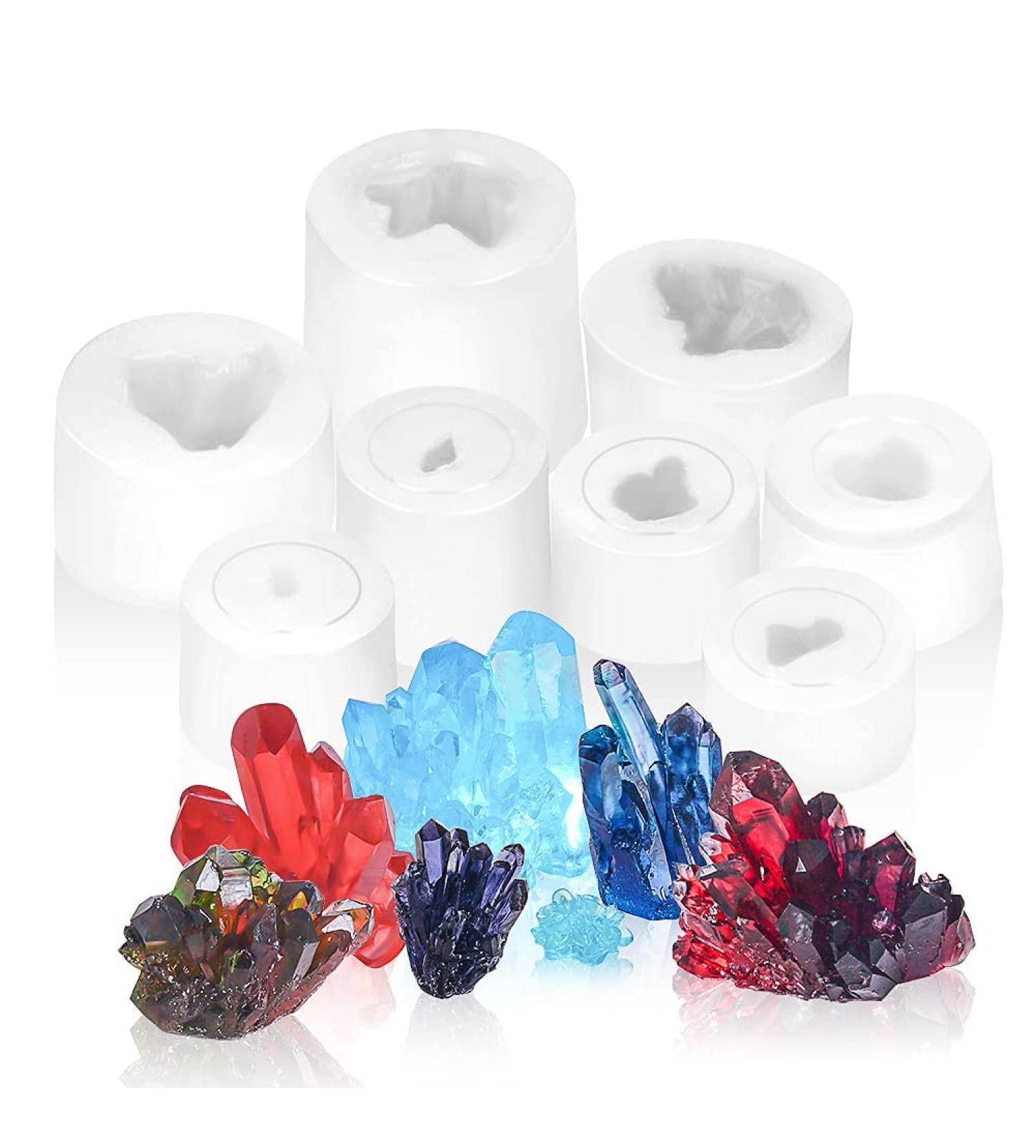 Lybile Crystal Resin Mold Set - 8 Piece Crystal Cluster Silicone Molds for DIY Craft and Cake Decoration - Buy Online on GoSupps.com
