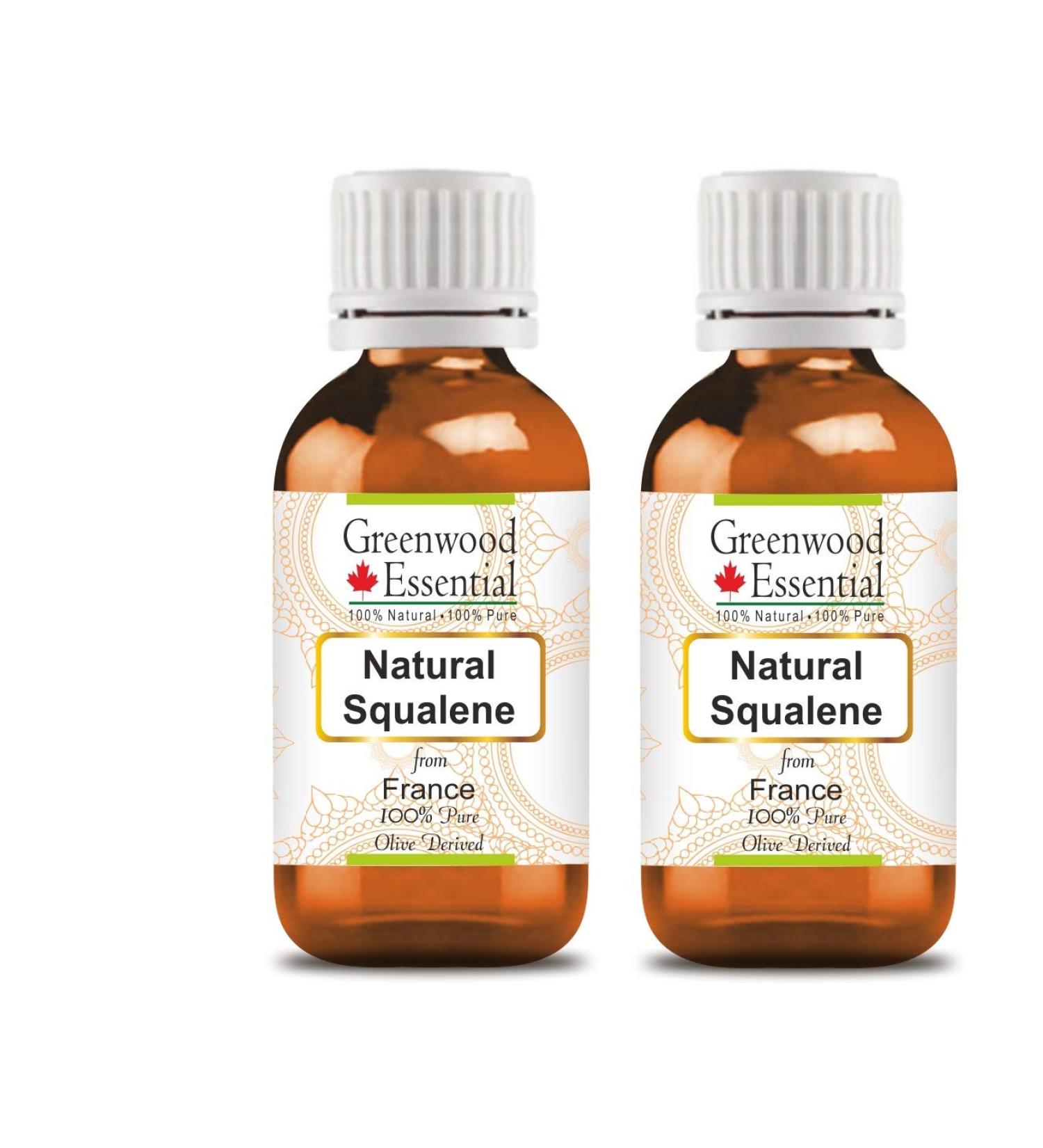 Greenwood Essential Pure Natural Squalane Oil (derived from Olives) Naturla Therapeutic Grade for Hair, Skin & Aromatherapy (Pack of Two) 100ml X 2 (6.76 oz) - Buy Online on GoSupps.com