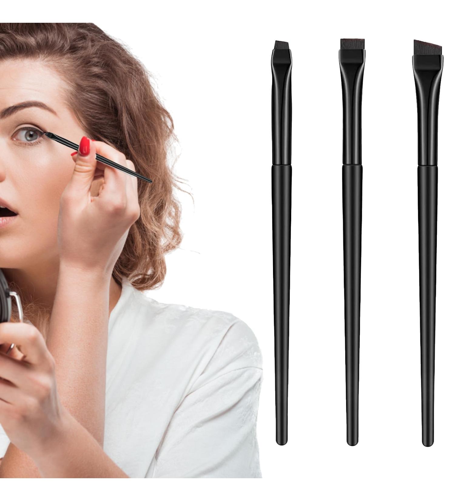 3 Piece Eyeliner Brush Set Flat Fine Slanted Brow Angled Eyeliner Brush Fine Angled Eyeliner Brush Eye Makeup Brushes with Wooden Handle Tools for Eyeshadow Cosmetics Shaping Eyebrows - Buy Online on GoSupps.com