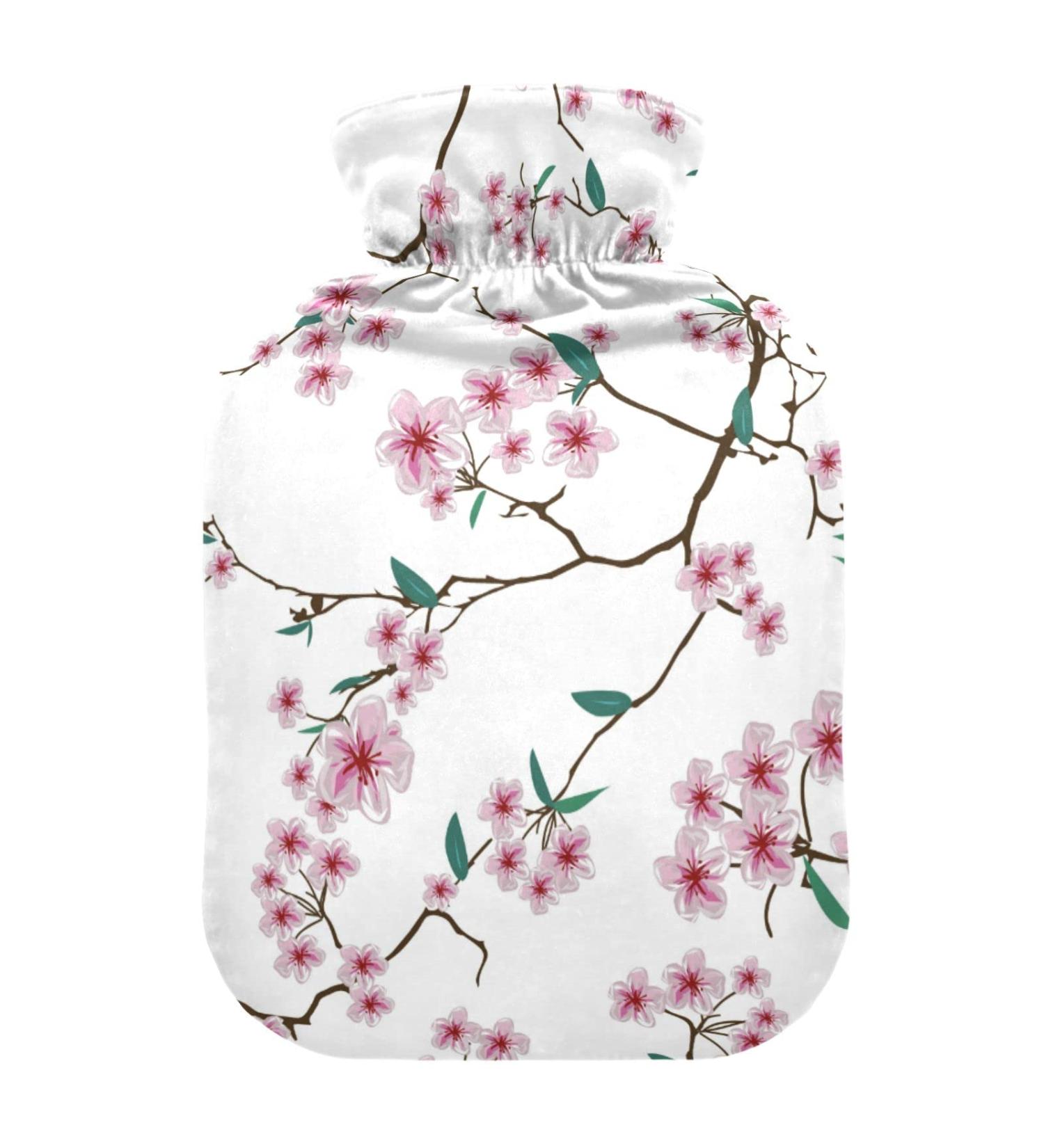 Cherry Blossom Heat Bottle | 1L Durable Warm-Up Bag for Pain Relief - Ideal for Shoulders Neck & Cramps | Spring Design in Pink & Green | International Shipping Available - Buy Online on GoSupps.com