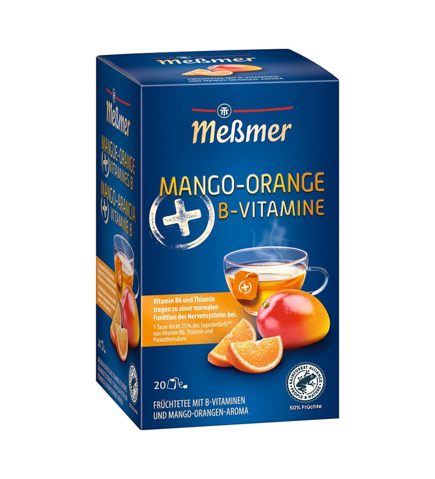 Me mer PLUS Tea - Mango-Orange & B Vitamins | 20 Gluten-Free Lactose-Free Vegan Tea Bags - Buy Online on GoSupps.com