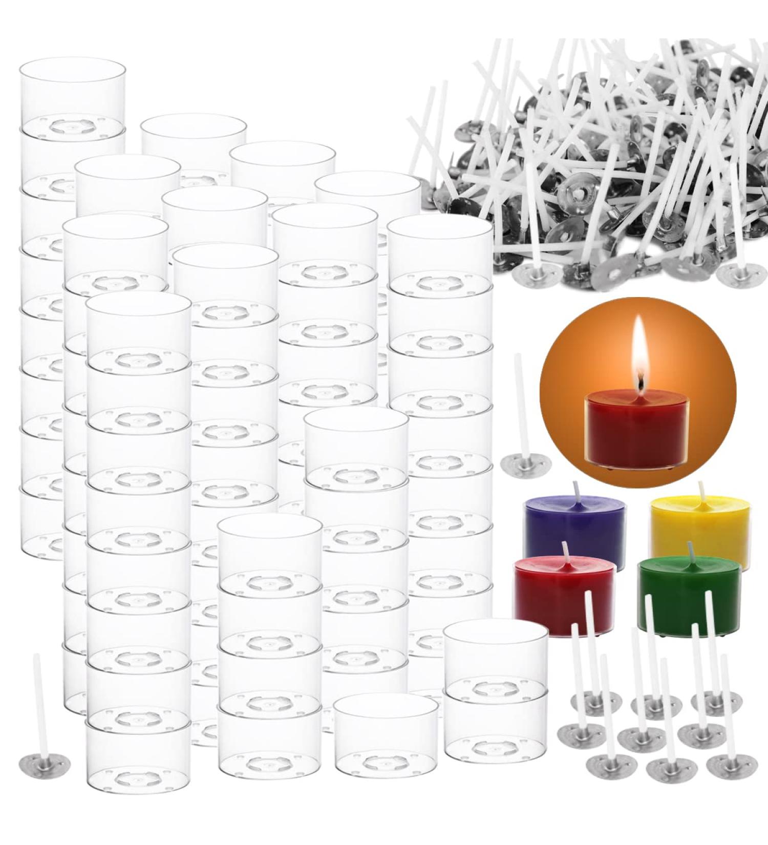 PEILIN 100 pcs Clear Tealight Cups & 40 mm Candle Wicks Set for DIY Candle Making - Buy Online on GoSupps.com