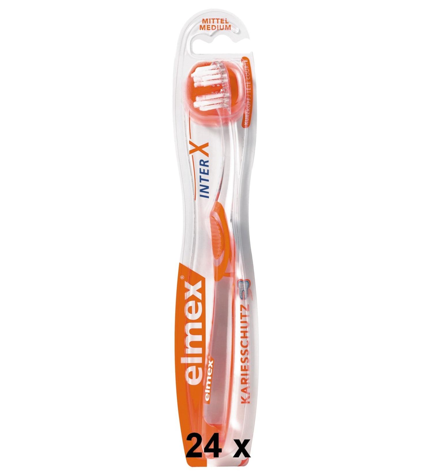 24 elmex CARIES PROTECTION inter X medium short head toothbrushes