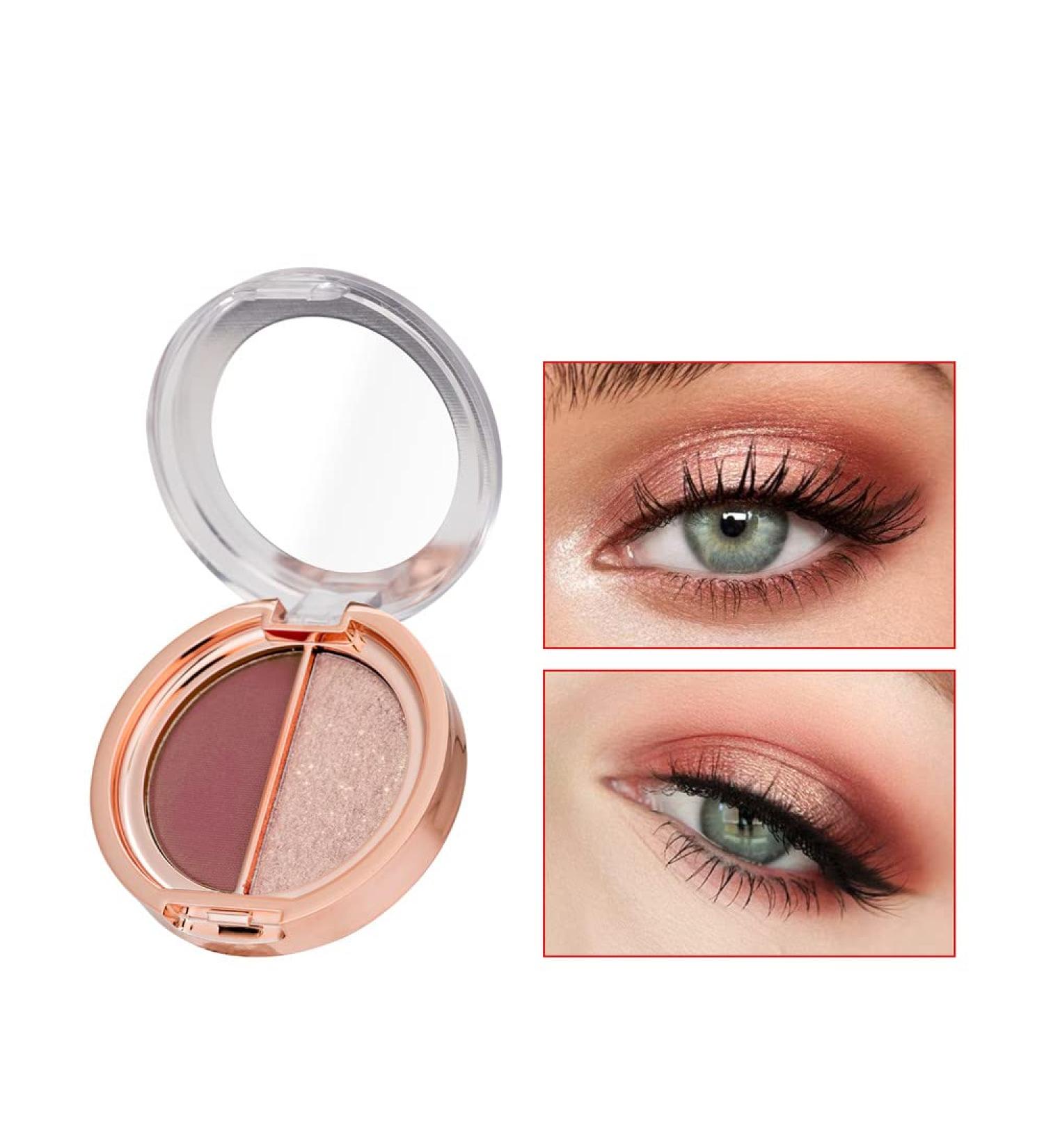 Timipoo Double Color Eye Shadow Palette | High Pigment Matte Shimmer Metal Powder | Waterproof & Long-lasting (03 Rose Powder) - Buy Online on GoSupps.com