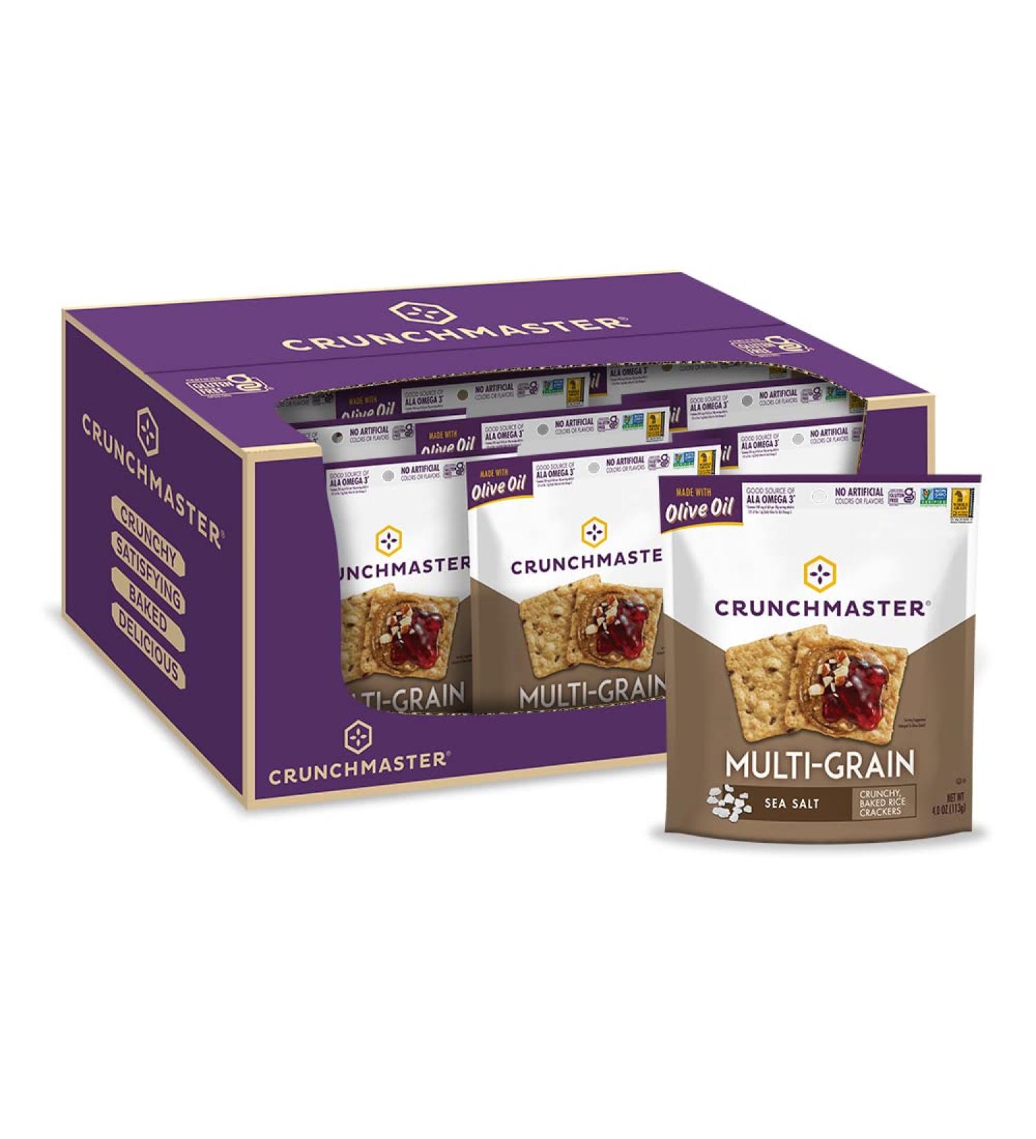 Crunchmaster Multi Grain Gluten Free Sea Salt 4 oz Bags - Pack of 12 - Buy Online on GoSupps.com