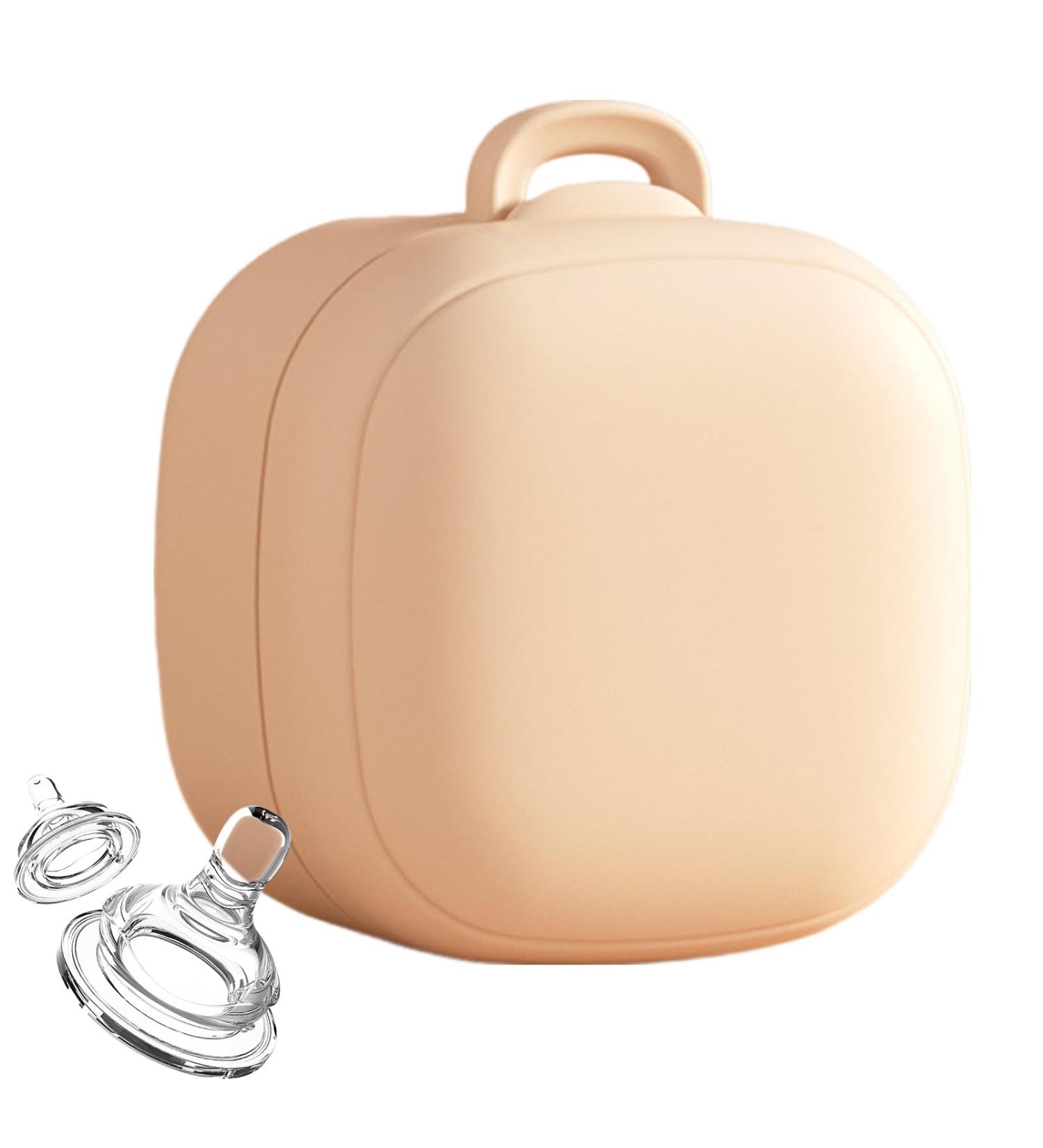 Portable Silicone Pacifier Holder - Travel-Friendly Container for Boys & Girls | Perfect for Diaper Bags | Outdoor Apricot - Buy Online on GoSupps.com