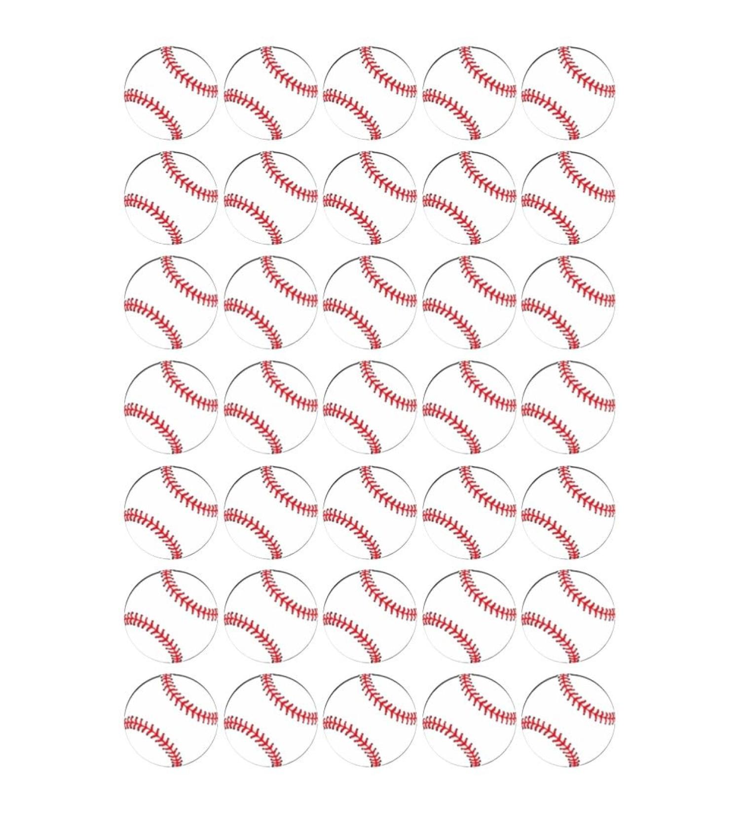 35 x Baseball BALL Edible Wafer or Icing Cupcake Topper Fun Sports Party Cake Decorations Perfect For Brownies Cookies Muffins & More! (Premium Icing Sheet)