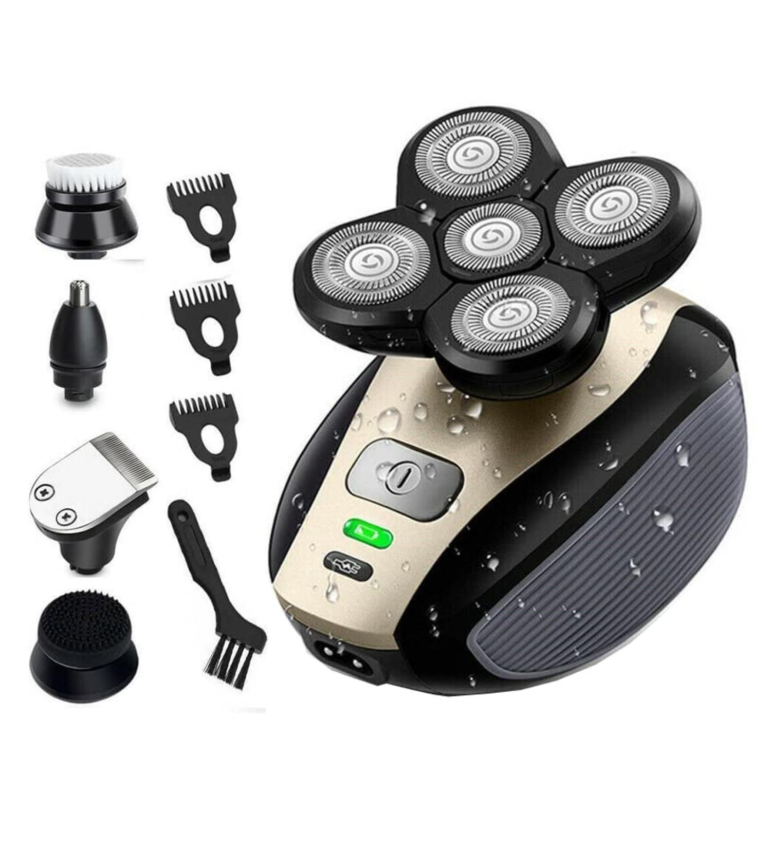 Buy 4D Rotary Electric Shaver for Men - USB Rechargeable Bald Head & Beard Trimmer Kit - 5 in 1 Waterproof Grooming Tool - Buy Online on GoSupps.com