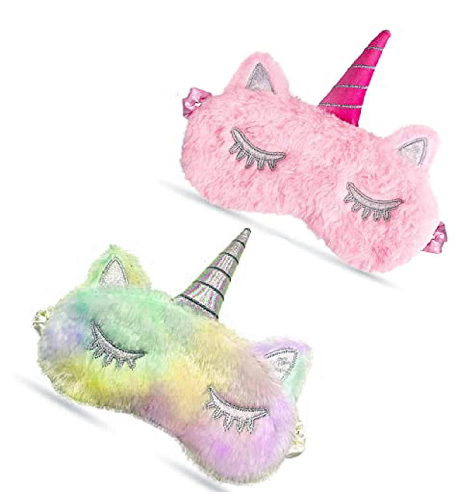 Kids Unicorn Eye Mask Set - Cute Plush Sleep Cover for Girls & Toddlers - 2pcs - Buy Online on GoSupps.com