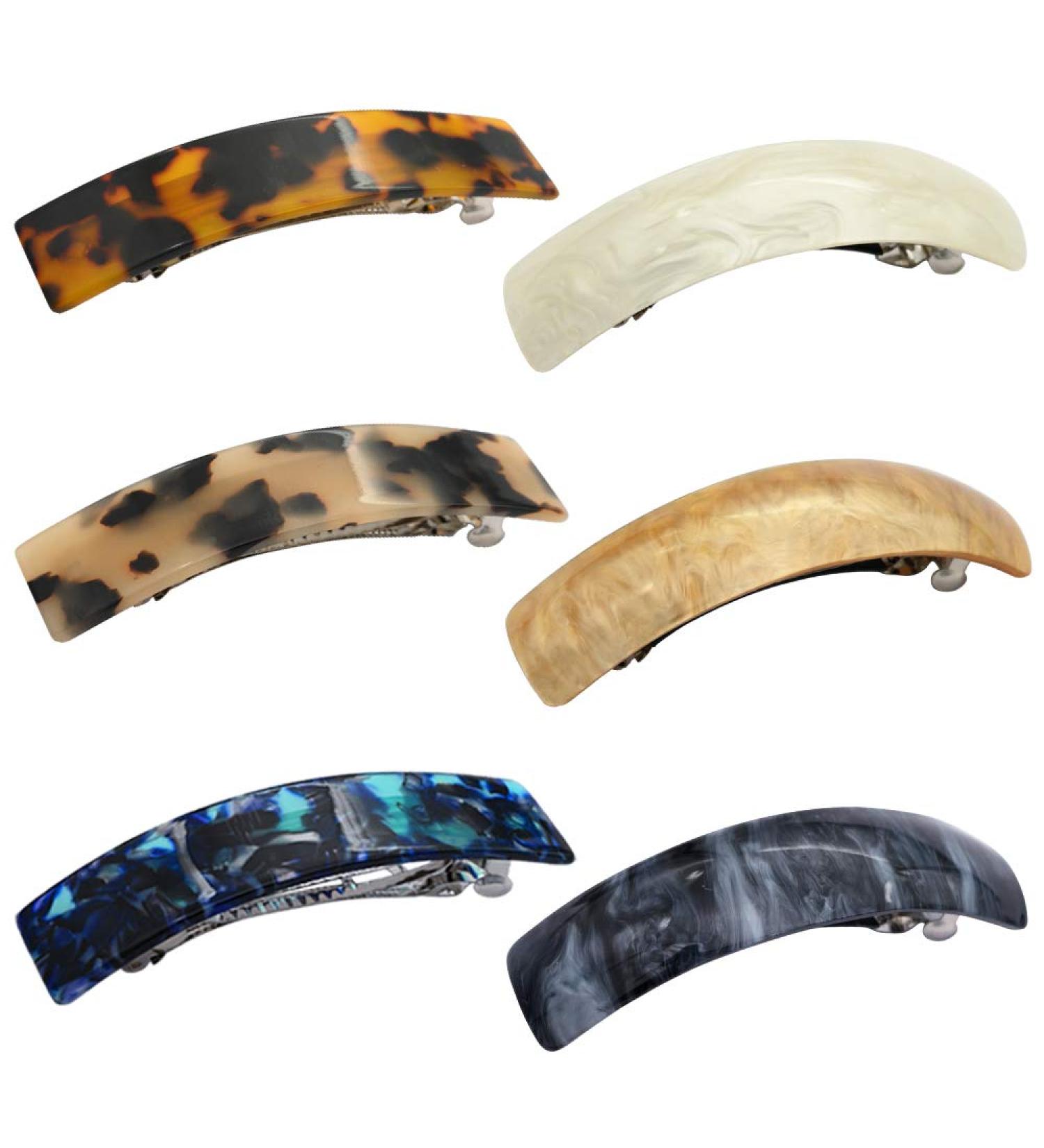 6 Pack Large Hair Barrettes for Women - Tortoise Design - Retro French Style Clips for Thick & Thin Hair - Buy Online on GoSupps.com
