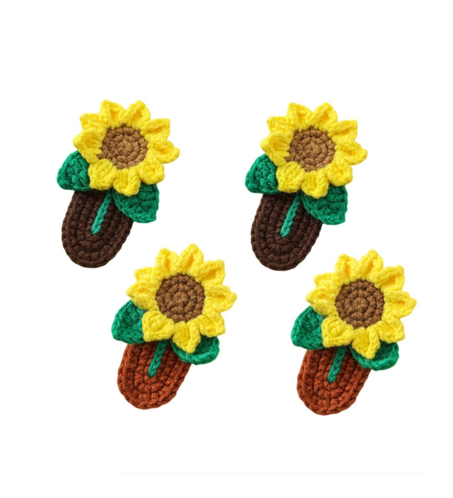 Crochet Knitted Hair Clips for Girls Children's Day Birthday Christmas Gifts Hair Accessories Clips Strong Hold Jaw Clamp for Thick Thin Hair Makeup Application (Sunflower) - Buy Online on GoSupps.com