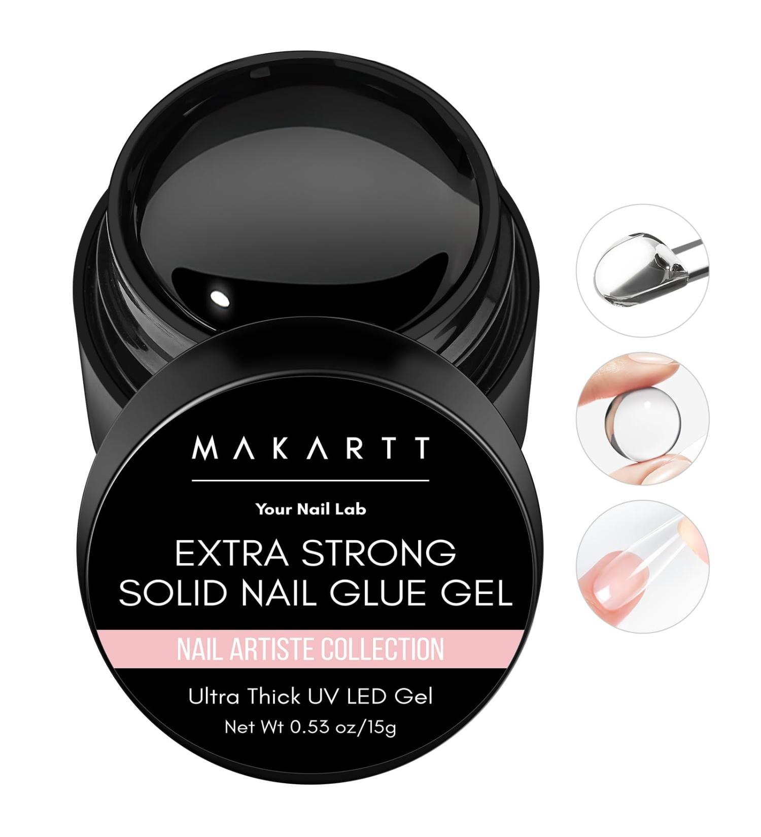 Makartt Solid Nail Glue Gel - Extra Strong Adhesive for Press On & Acrylic Nails - Long-Lasting Clear Hard Gel for Nail Art - UV Light Cured - Buy Online on GoSupps.com