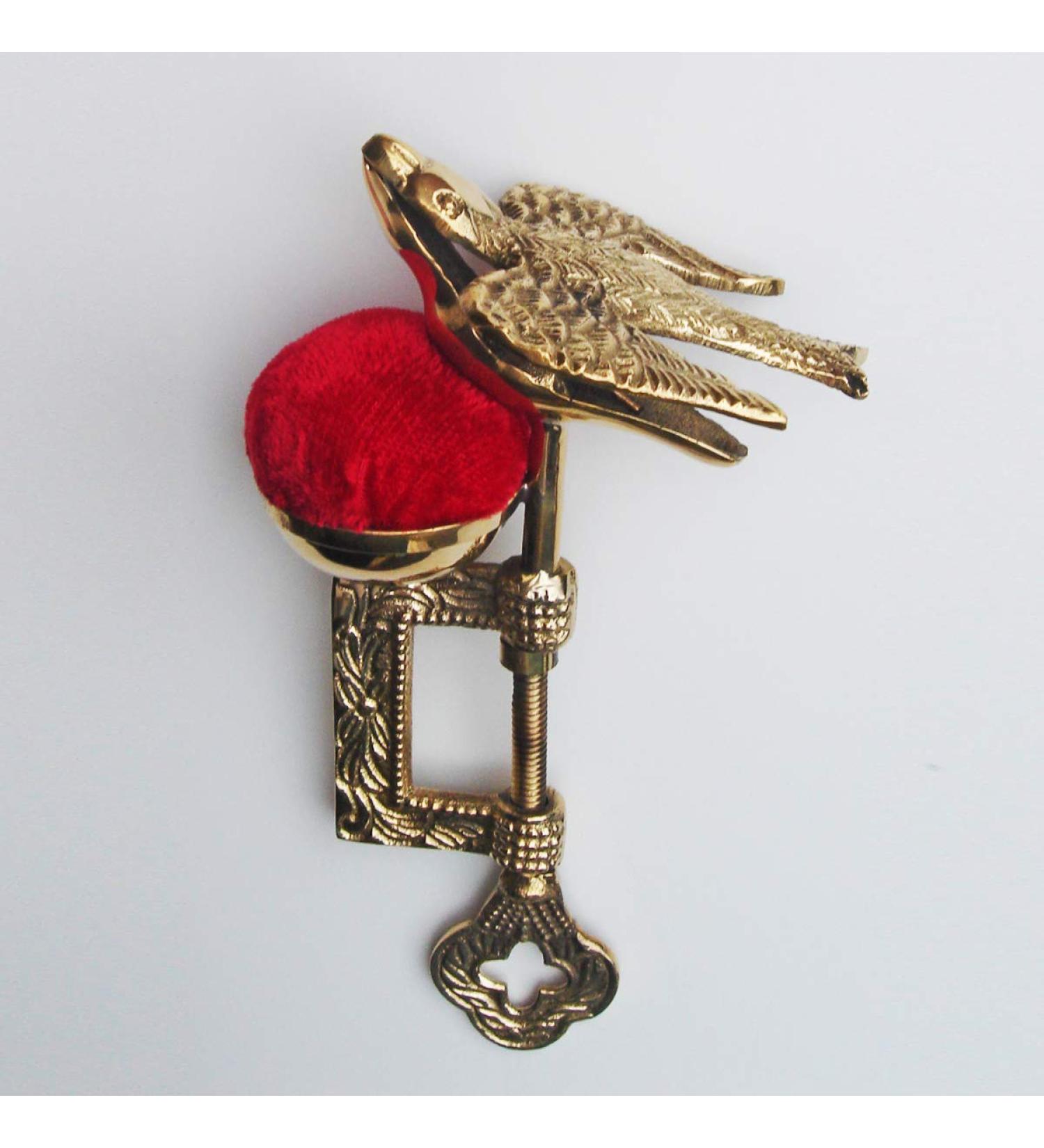 Solid Brass Replica Victorian Bird Sewing Clamp Pincushion by INsideOUT