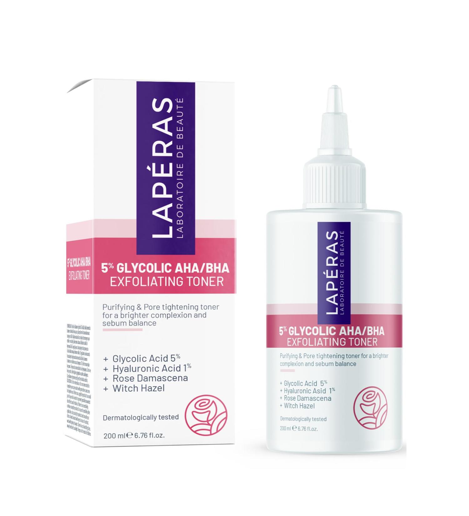 Lap ras 5% Glycolic Acid Salicylic Acid Aha Bha Exfoliating Witch Hazel Toner Pore Tightening Anti-Blemish Cruelty Free Vegan 200 ml - Buy Online on GoSupps.com