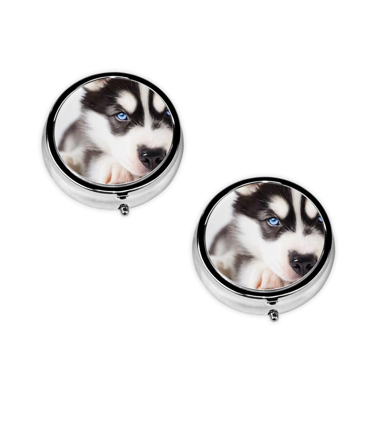 Husky Dog Mini Round Pill Box | 3 Compartment Travel Organizer | Portable Pill Case for Home & Office - Buy Online on GoSupps.com