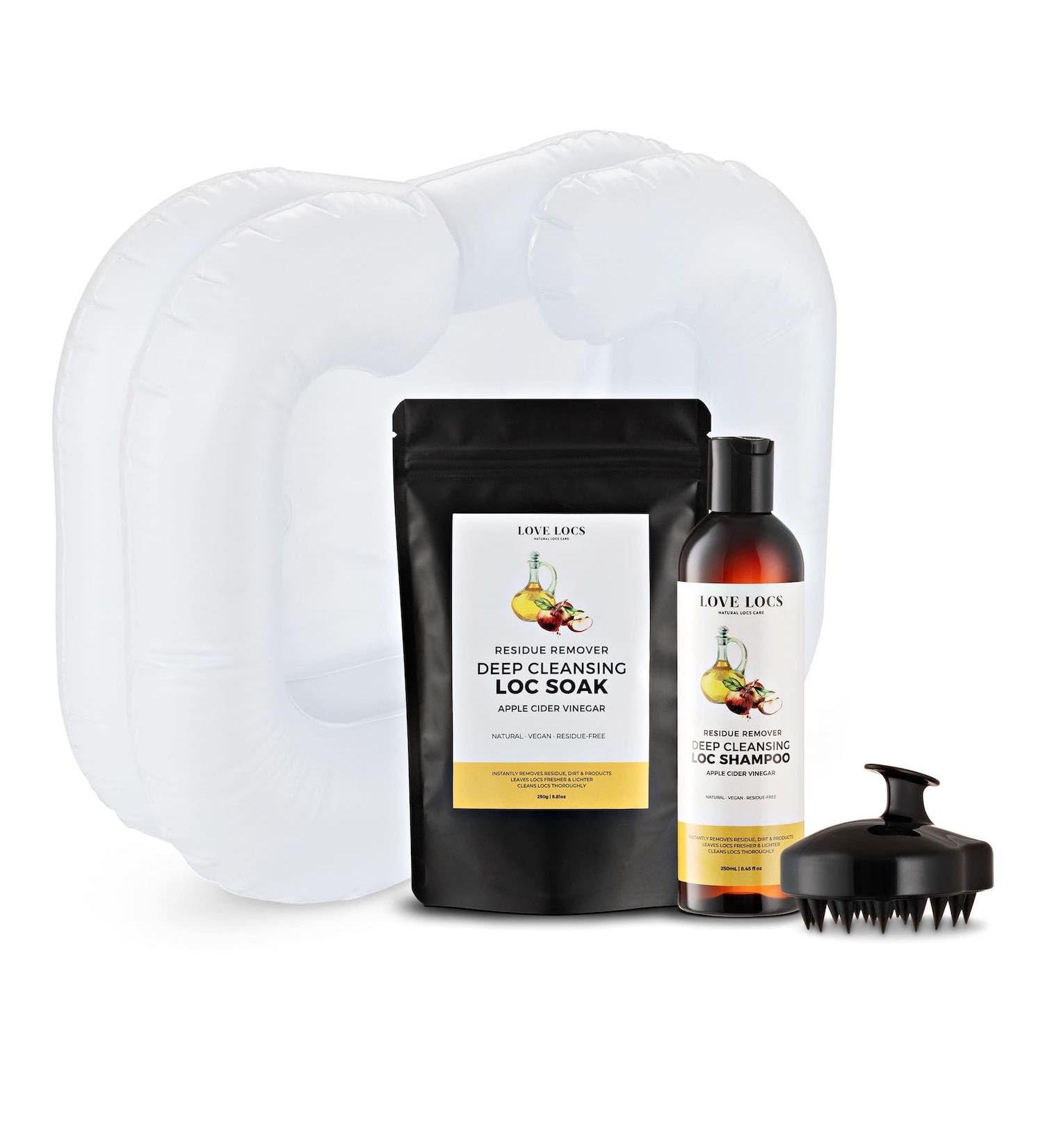 Love Locs Detox Dream Kit | Apple Cider Vinegar Hair Detox for Dreadlocks Locs & Sisterlocks | ACV Shampoo Soak Powder Inflatable Basin & Brush | Natural & Residue Free - Buy Online on GoSupps.com
