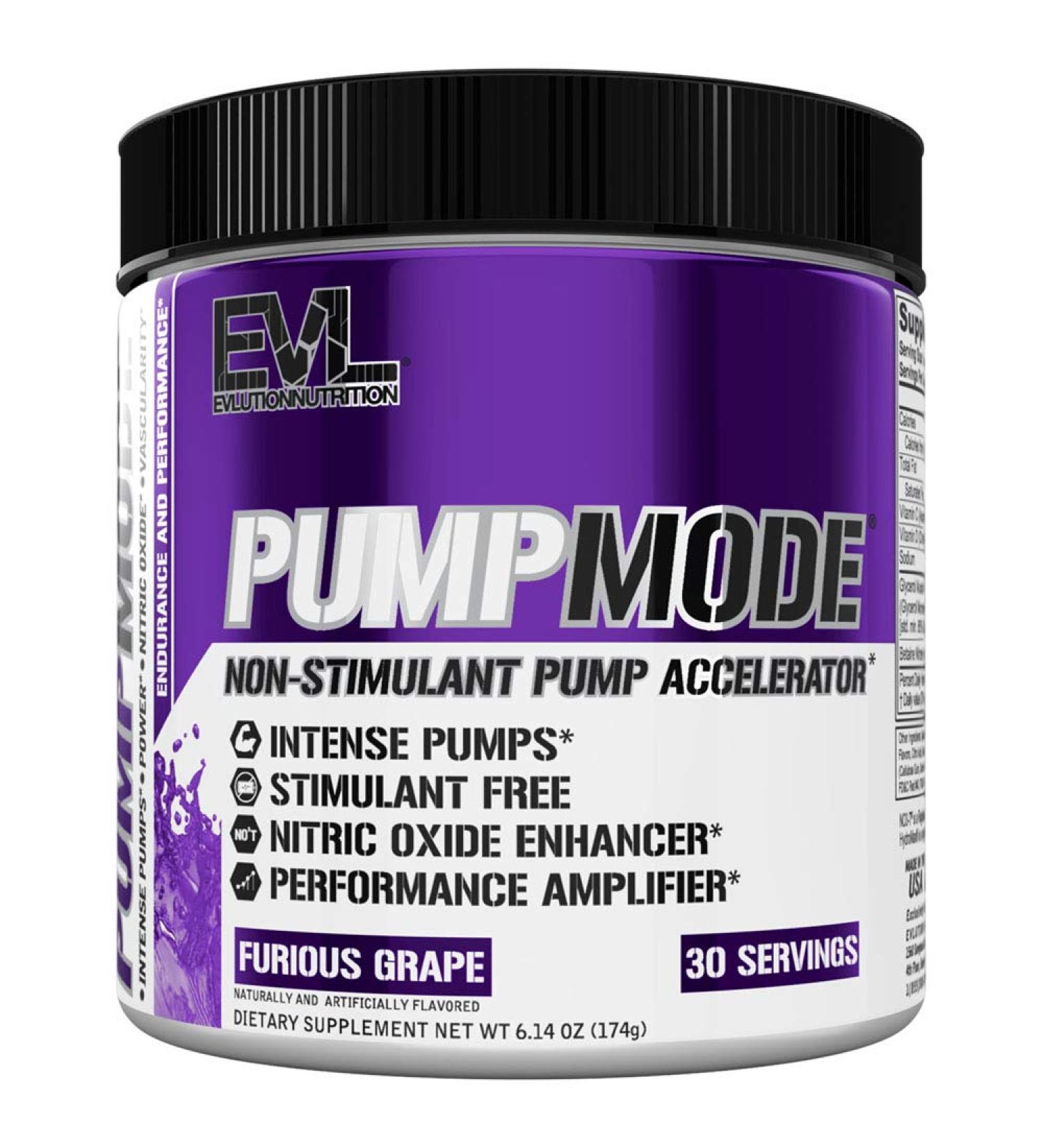 EVL PumpMode Nitric Oxide Supplement - Furious Grape Pre Workout Powder for Muscle Recovery and Endurance - Buy Online on GoSupps.com