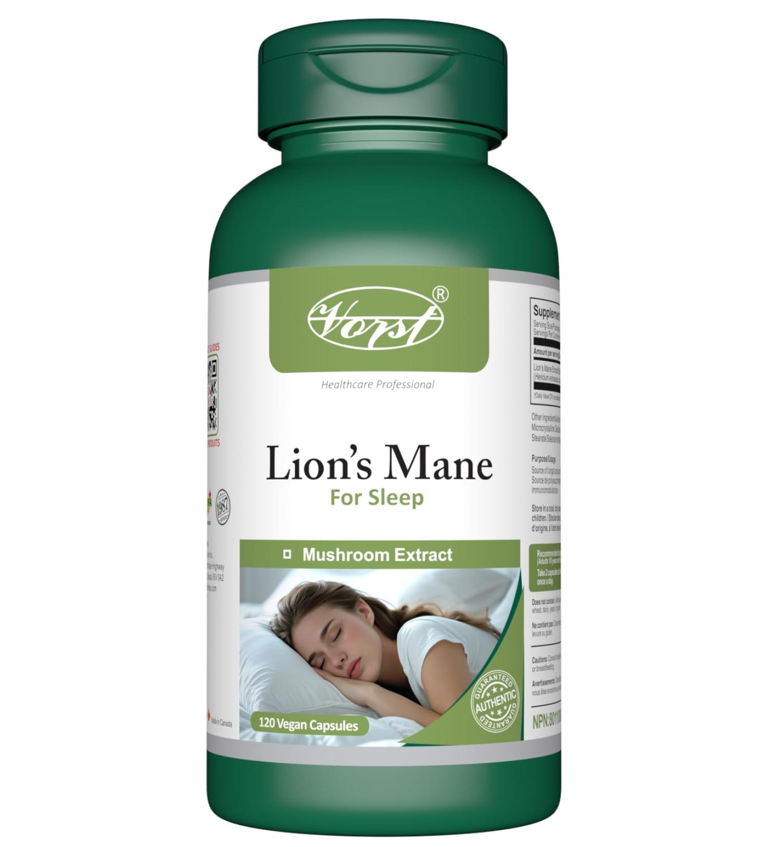 VORST Lion's Mane for Sleep Mushroom Extract Supplement 1000mg Per Serving 120 Vegan Capsules 120 count (Pack of 1) - Buy Online on GoSupps.com