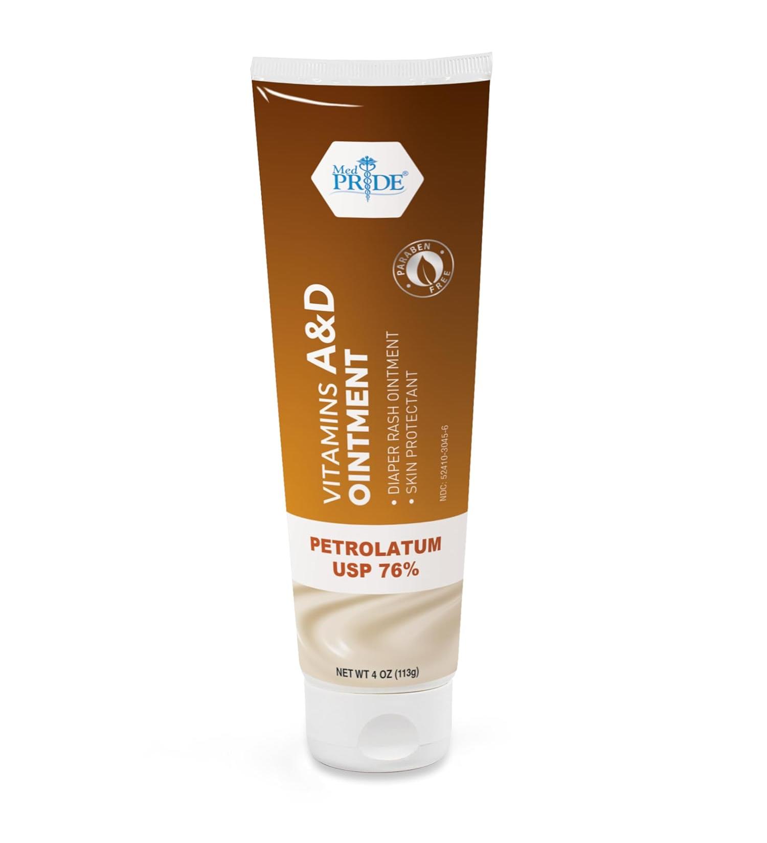 Medpride Vitamin A & D Diaper Rash Ointment 4oz Tube | Baby Skin Protectant Cream with Lanolin & Petrolatum | For Adults with Dry Cracked Skin on Hands, Feet, and Face - Buy Online on GoSupps.com