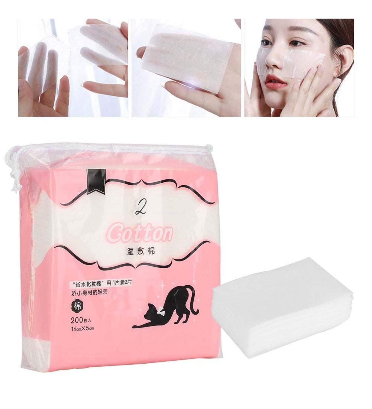 NAROOTE Make Up Cotton Pad 200pcs Double-Sided Wet Compress Cotton Pad Skin Cleansing - Buy Online on GoSupps.com