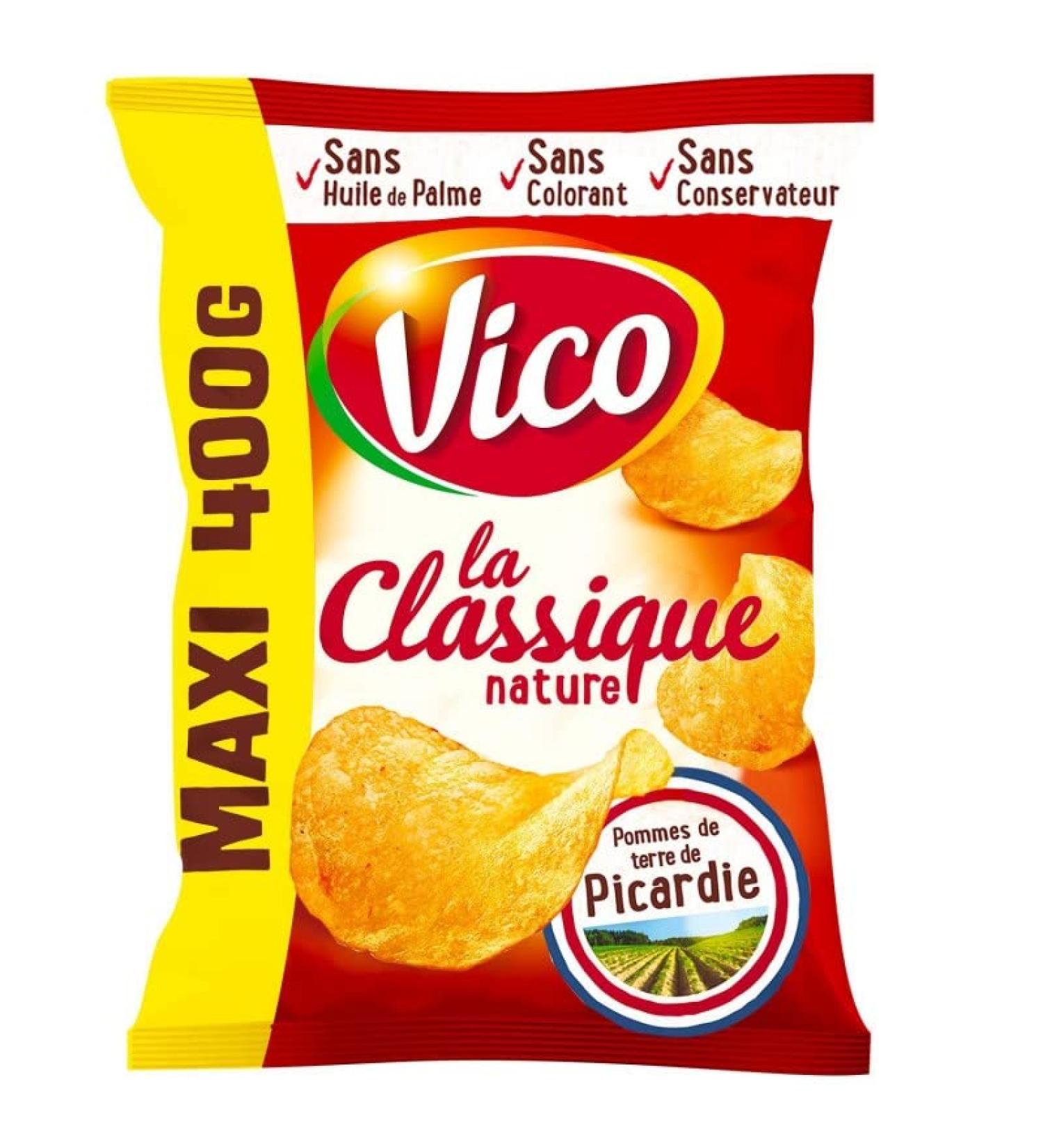 VICO Chips La Classique 400G - Savourez des chips croustillantes et d licieuses id ales pour l'ap ritif ou pour accompagner vos plats - 400g chacun. - Le Lot De 4