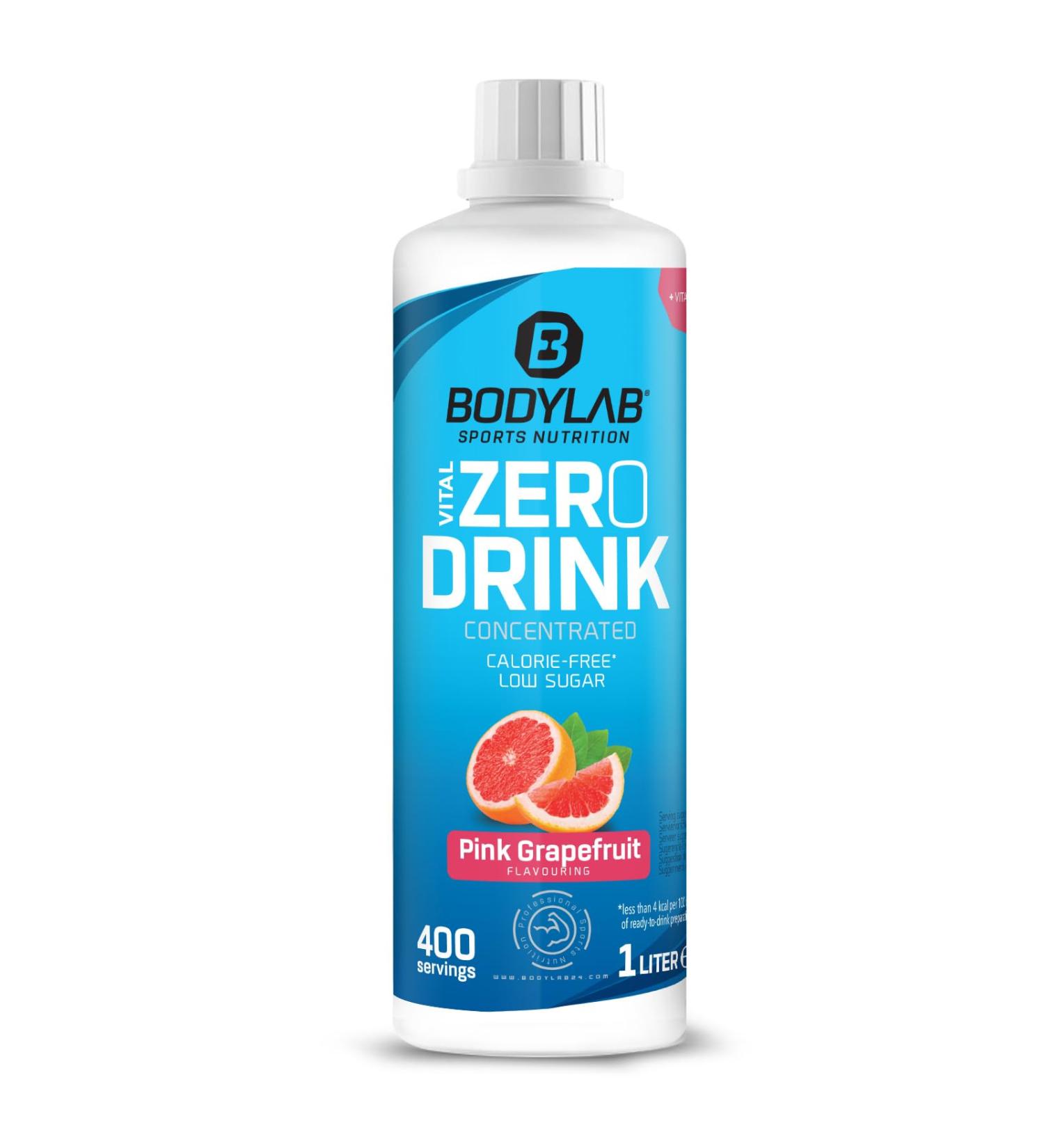 BODYLAB24 Vital Zero Drink Concentrate - Sugar-Free Pink Grapefruit 1000ml | Low-Cal Sports Drink with Vitamins & L-Carnitine | International Shipping Available - Buy Online on GoSupps.com