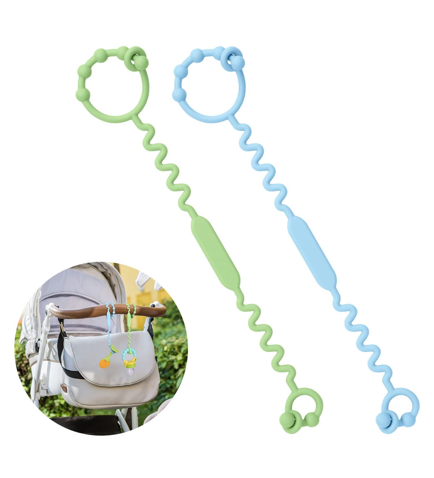 Vicloon Silicone Toy Clip 2Pcs Toy Safety Straps Food Grade Silicone Pacifier Clips Sippy Cup Strap Adjustable Stroller Pacifier Strap Hanging Toys Baby Toy Anti Drop Chain (Blue/Green) - Buy Online on GoSupps.com