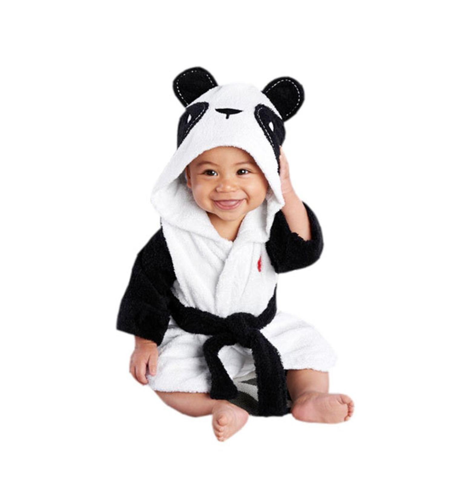 CuteOn Unisex Baby Kids Cartoon Animal Flannel Hooded Bathrobe Pajamas Nightwear 120 Panda