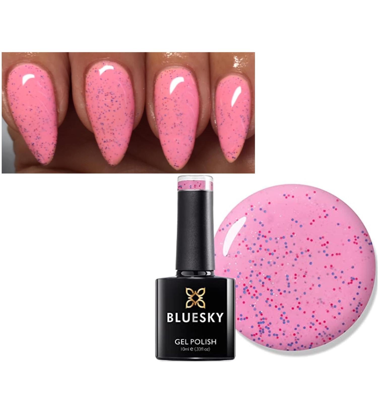 Bluesky Nail Gel Polish PINK KISSES PINK WITH COLOURED SPECKLES 63908 UV LED Soak Off 10ml - Buy Online on GoSupps.com