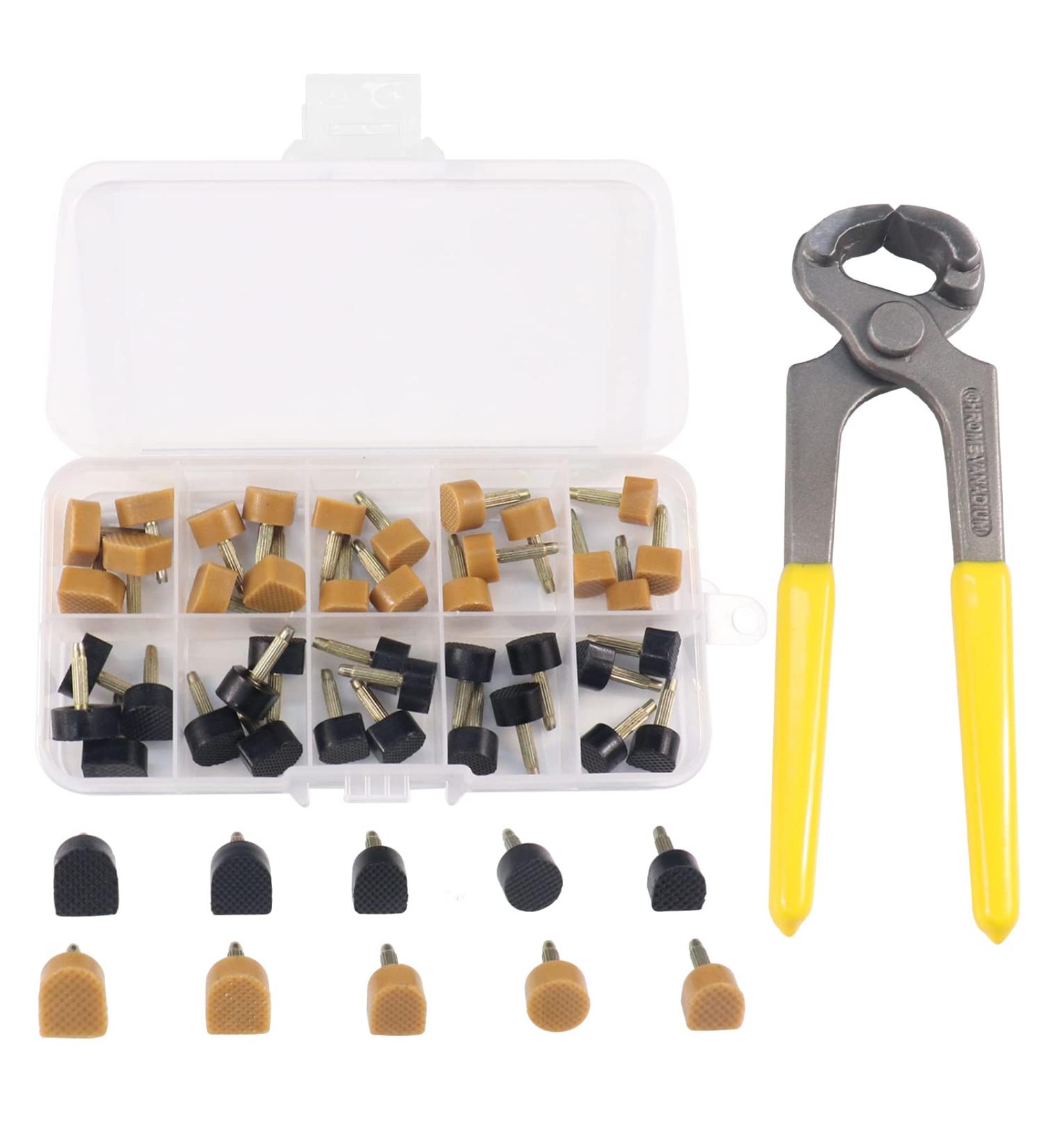 Biggcool Women's High Heel Replacement Tips Set with Pliers - Black/Yellow Round & Square Caps for Stiletto Heels - Buy Online on GoSupps.com