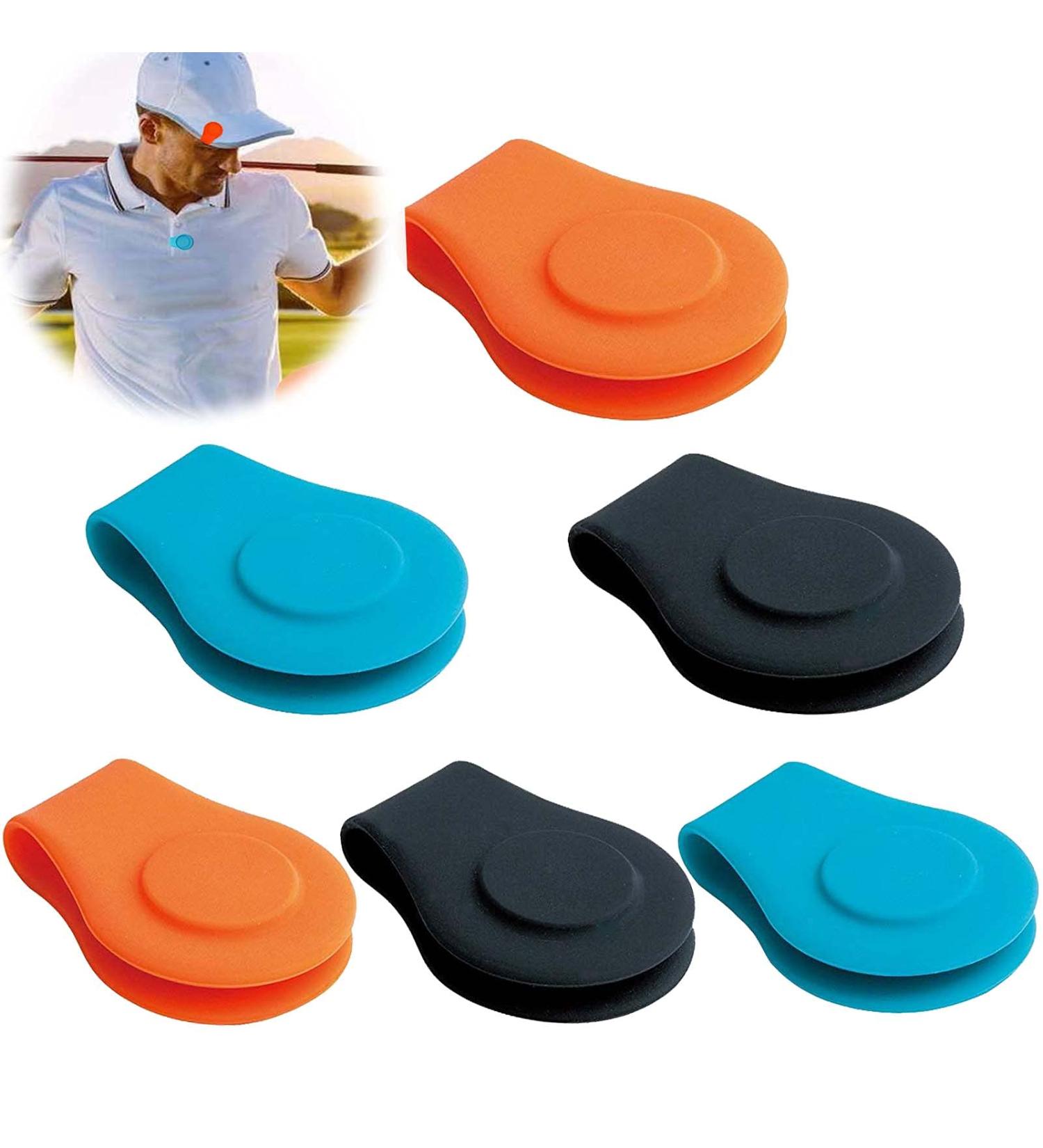 FINGER TEN Golf Ball Marker Hat Clip Magnetic Set - 6 Silicone Hat Clip (Black&Blue&Orange) - Durable & Removable - Value Pack (3, 6, 9, 12) - Attaches Easily to Hats, Caps, Belt - Silver - Buy Online on GoSupps.com