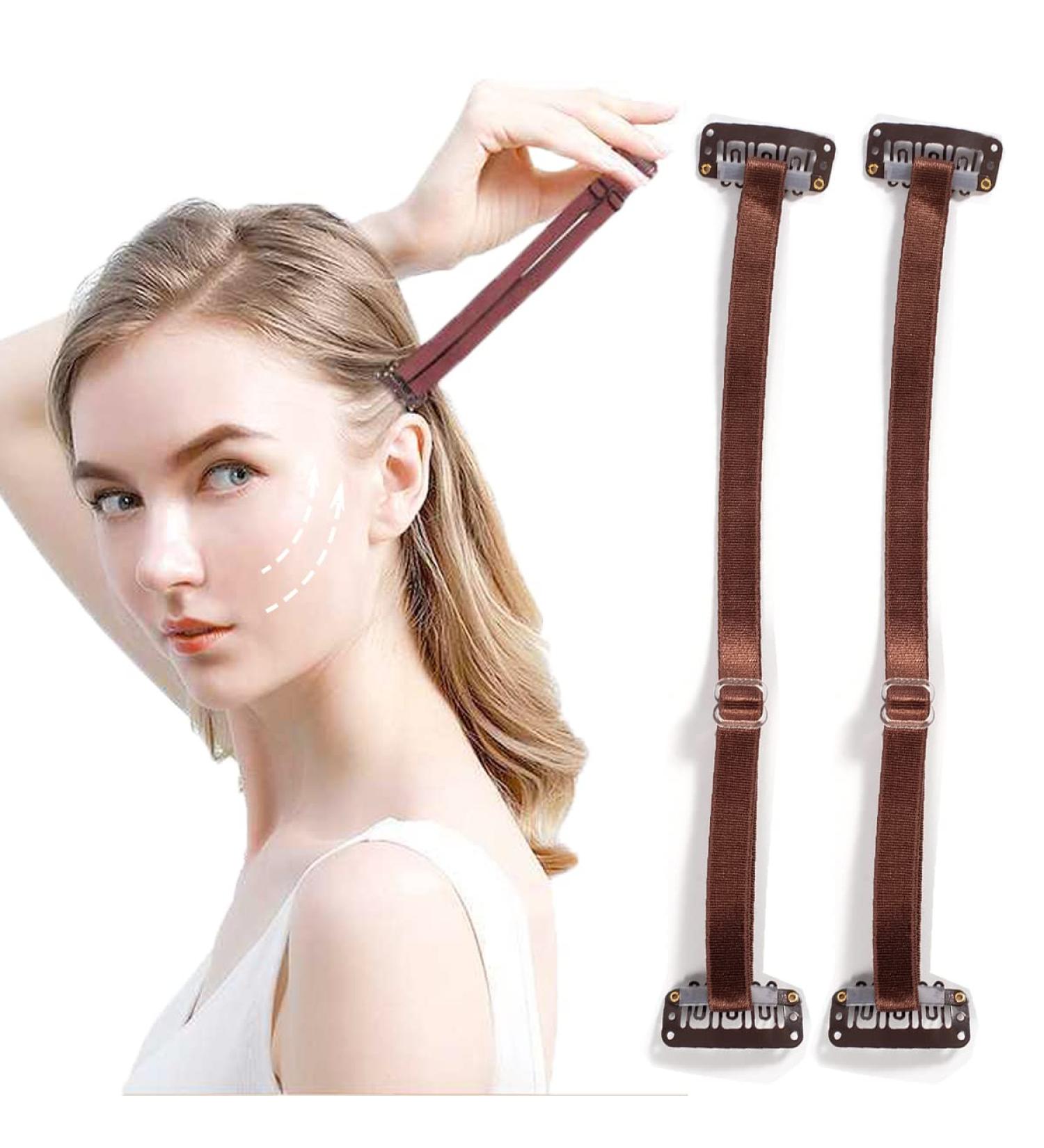2 Pcs Face Lift Band Reusable Portable Elastic Get Rid Wrinkles Band Adjustable Stretching Strap Face Bands for Face Lift Removing Eye Lines for Women Beauty (Brown-B) - Buy Online on GoSupps.com