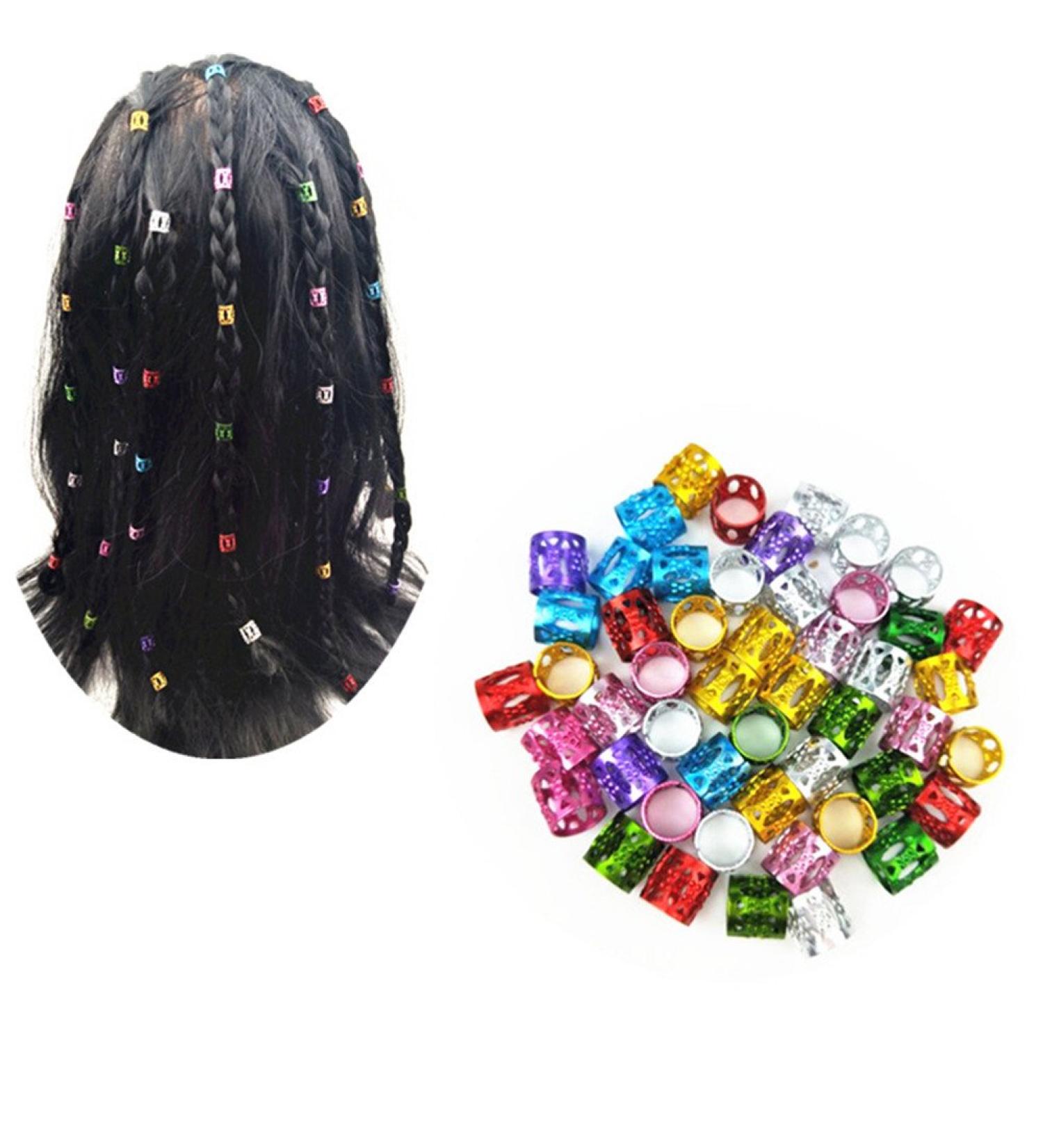 Ruier-Hui 100PC Adjustable Hair Wig Dreadlocks Cuffs Clips - Multi-Color Dreadlock Pearls for Stunning Hairstyles (7mm Hole) - Buy Online on GoSupps.com