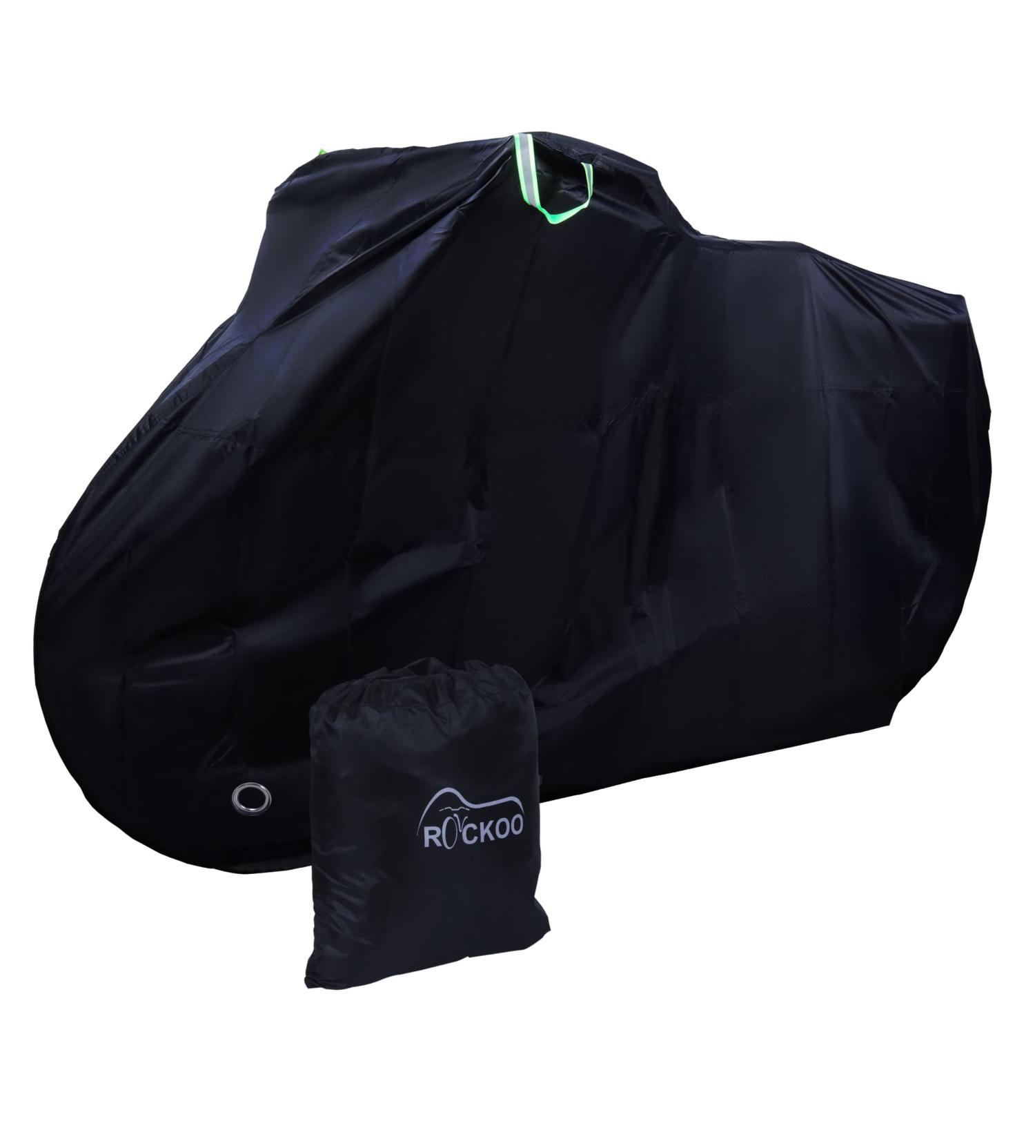 Rockoo Waterproof Bike Cover for 2 Bikes | Heavy Duty 190T Nylon, UV Protection, Dustproof | Lock Holes, Storage Bag | Ideal for Mountain & Road Bikes, Black - Buy Online on GoSupps.com