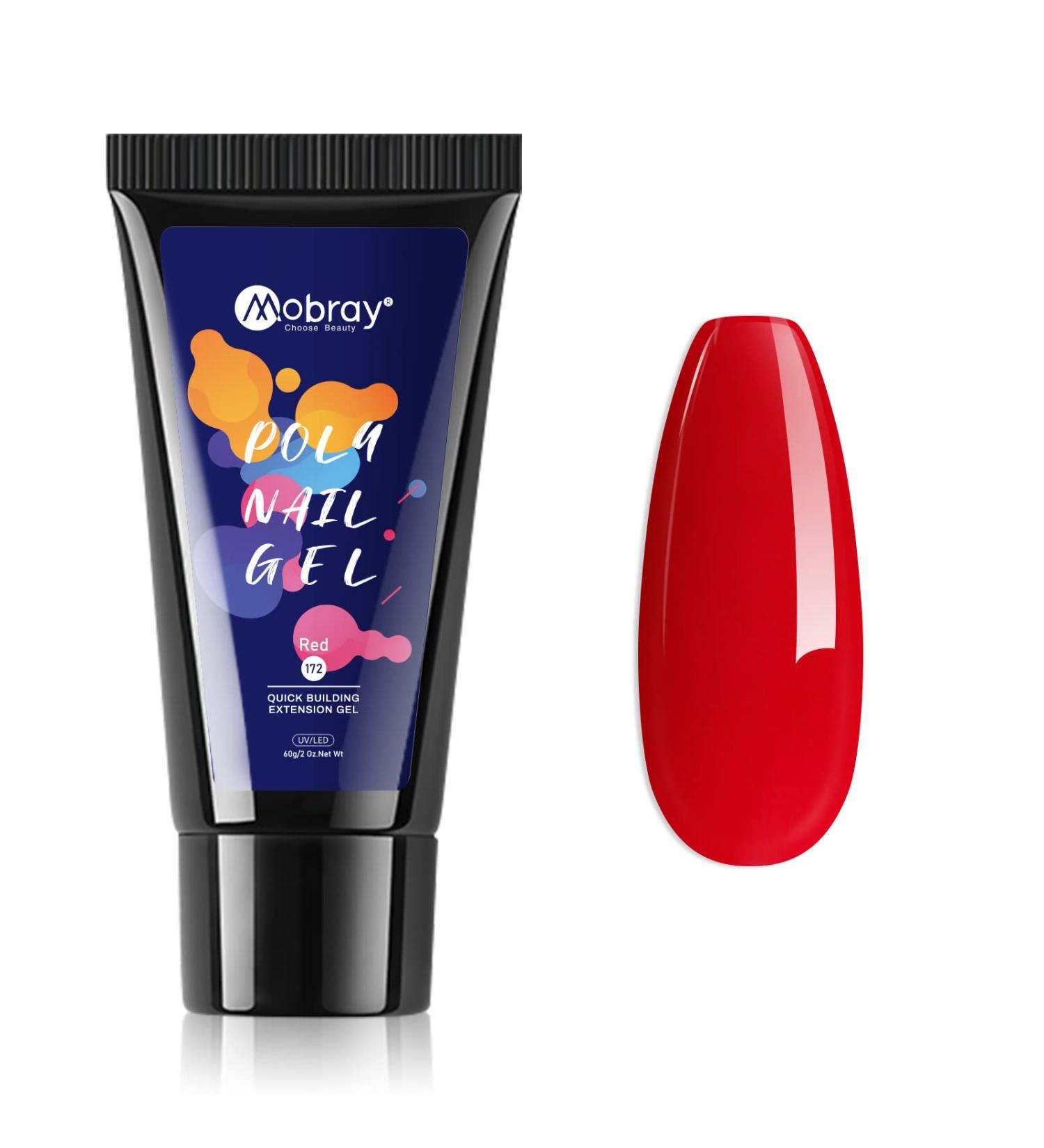 Mobray 60g Red Poly Nail Extension Gel | Builder Gel for Nail Art | Salon Quality Hard Gel for DIY Nail Design - Buy Online on GoSupps.com
