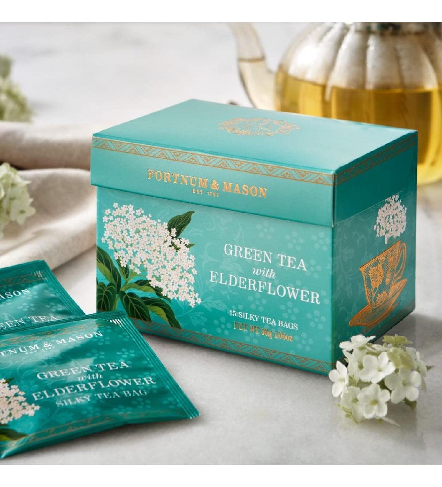 Th vert avec fleur de sureau 15 sachets de th soyeux 30 g