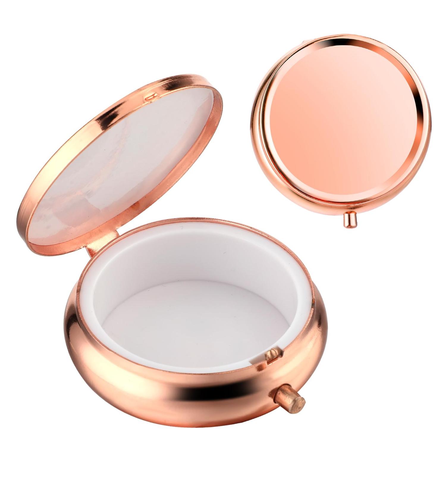 Sibba Portable Pill Organizer - Moisture-Resistant Travel Case for Vitamins & Medications - Stylish Rose Gold Metal Design - Buy Online on GoSupps.com