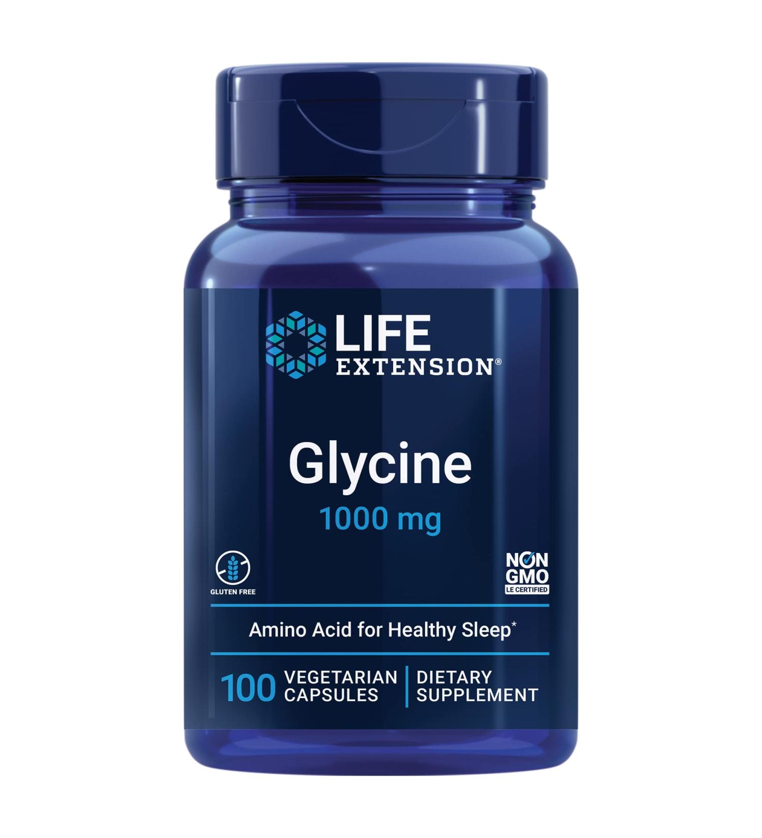 Life Extension Glycine 1000 mg - 100 Vegetarian Capsules for Enhanced Wellness - Buy Online on GoSupps.com