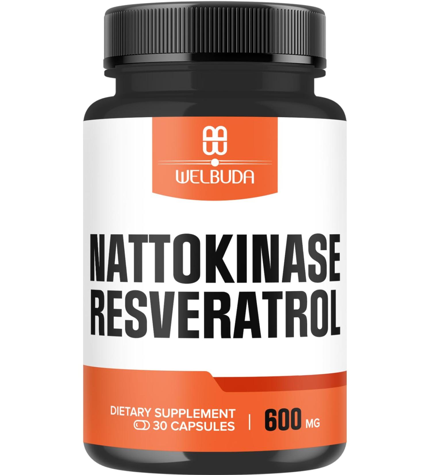 WELBUDA Nattokinase Supplement 3300mg with Trans-Resveratrol - Supports for Immunity System Healthy Heart & Body Balance - 30 Servings - Buy Online on GoSupps.com